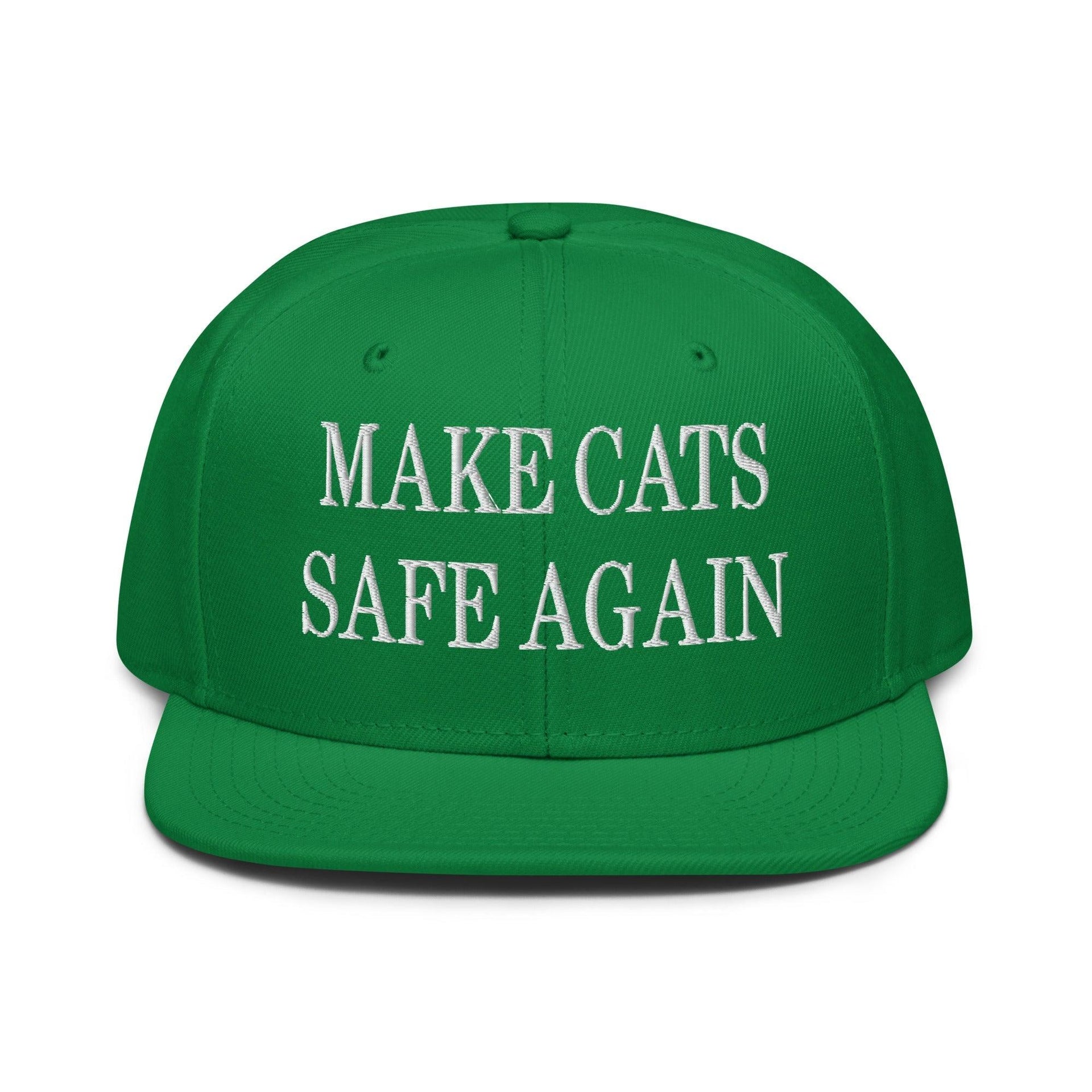 Make Cats Safe Again Embroidered Flat Brim Bill Snapback Hat Kelly Green Capital Crowns Make Again Snapback Hats