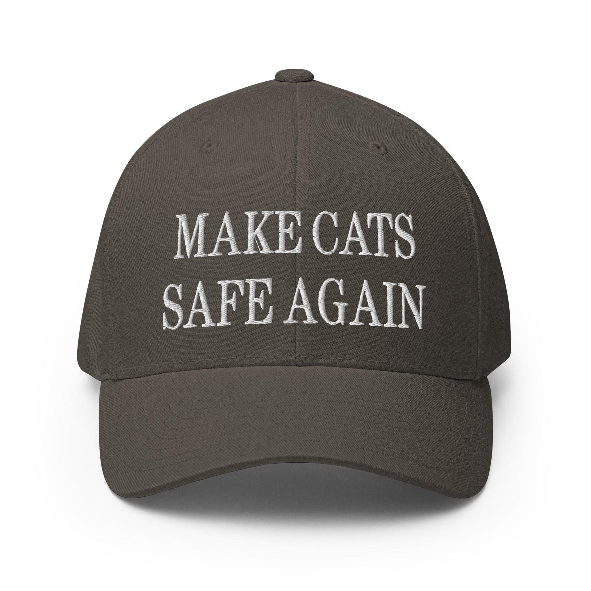 Make Cats Safe Again Embroidered Stretch Fit Baseball Hat Dark Grey Capital Crowns Make Again Stretch Fit