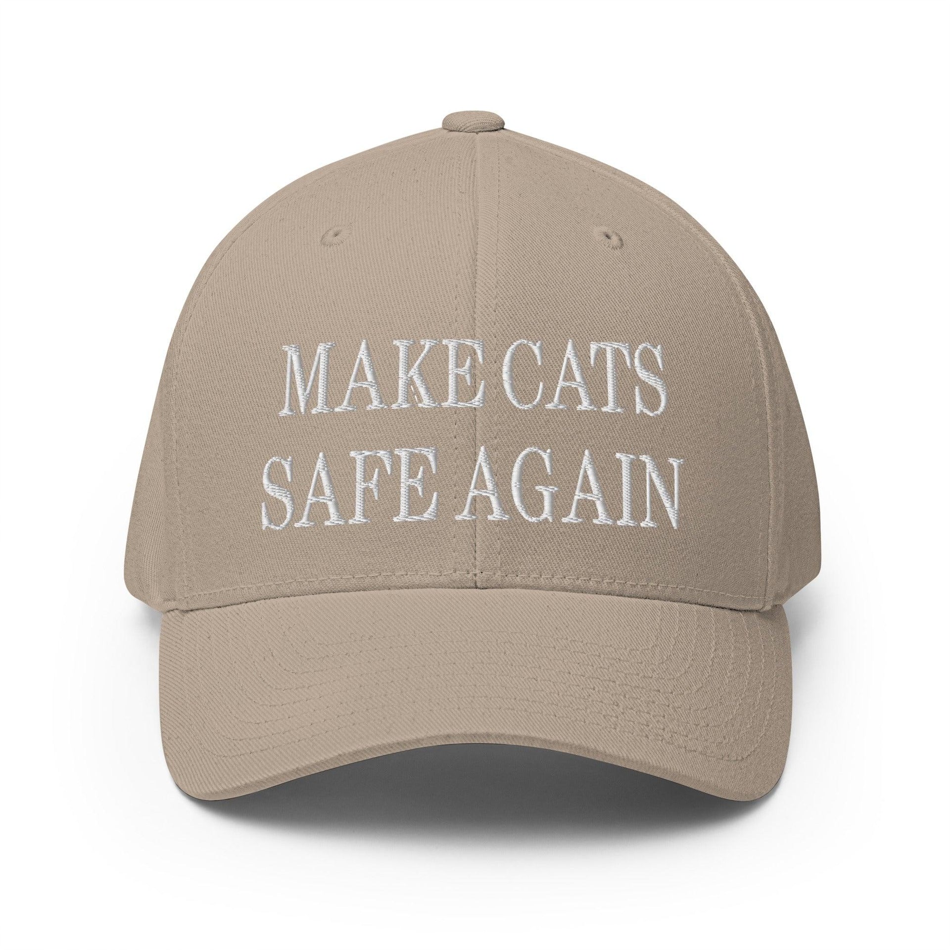 Make Cats Safe Again Embroidered Stretch Fit Baseball Hat Khaki Capital Crowns Make Again Stretch Fit