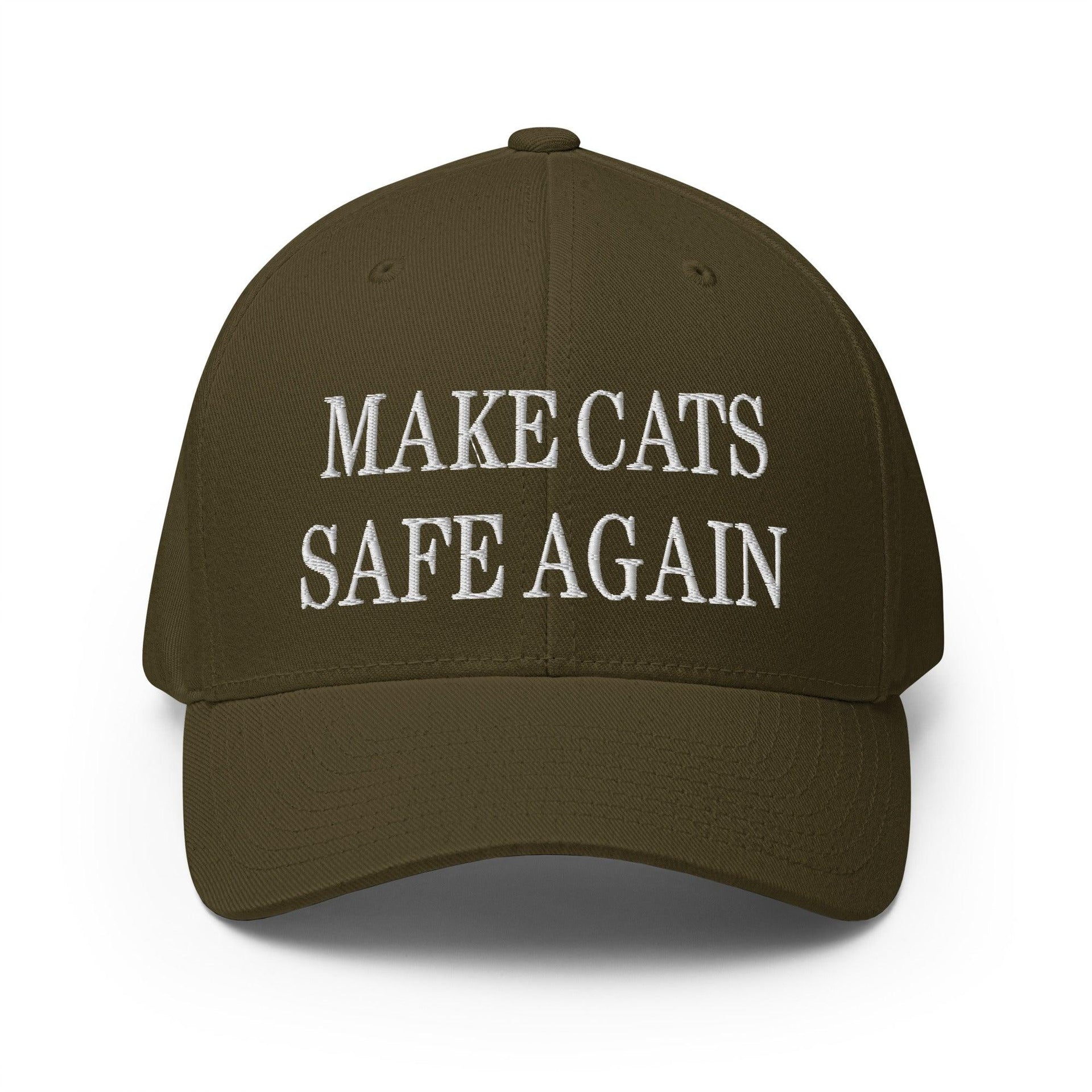 Make Cats Safe Again Embroidered Stretch Fit Baseball Hat Olive Capital Crowns Make Again Stretch Fit
