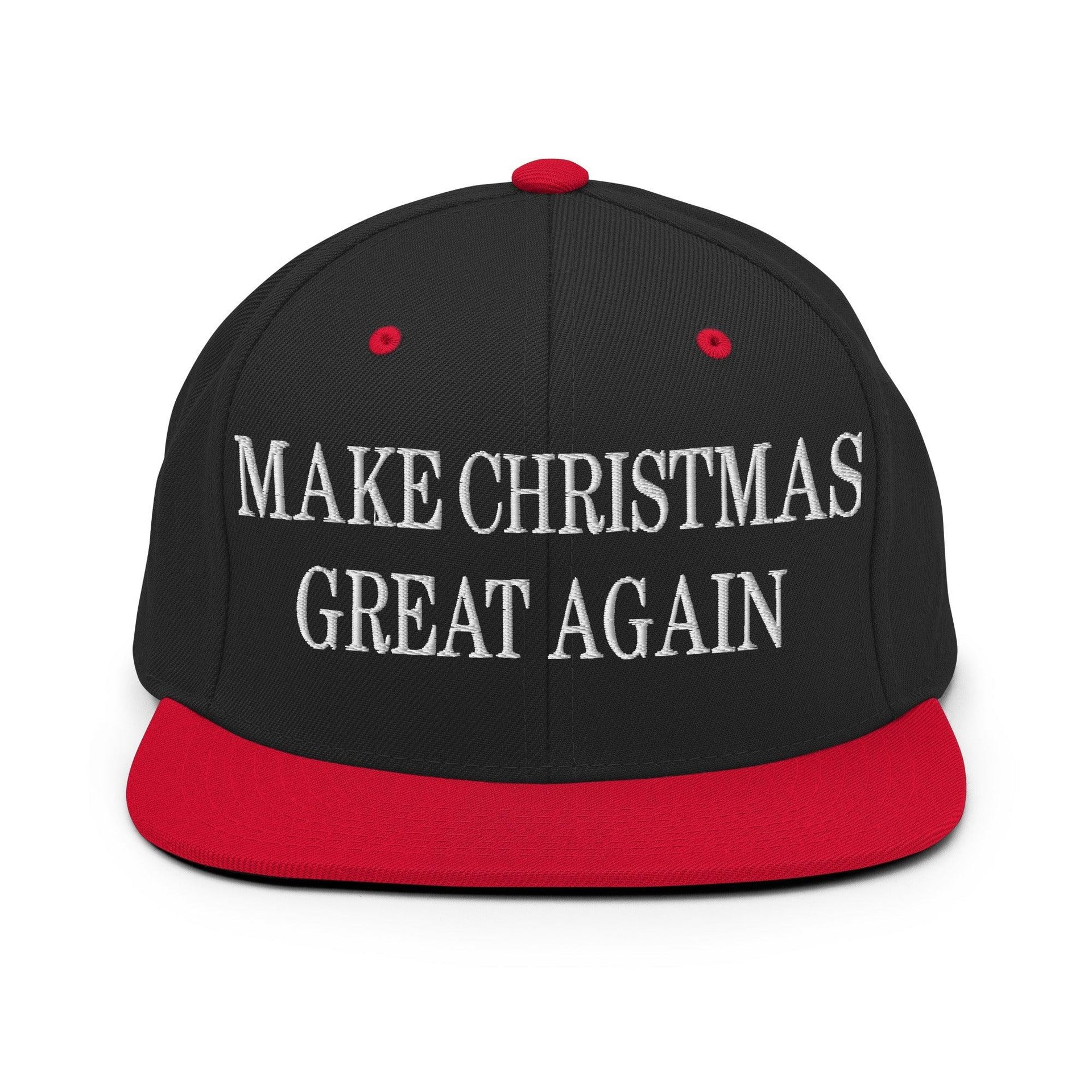 Make Christmas Great Again Embroidered Flat Bill Brim Snapback Hat Black Red Capital Crowns LADs Make Again