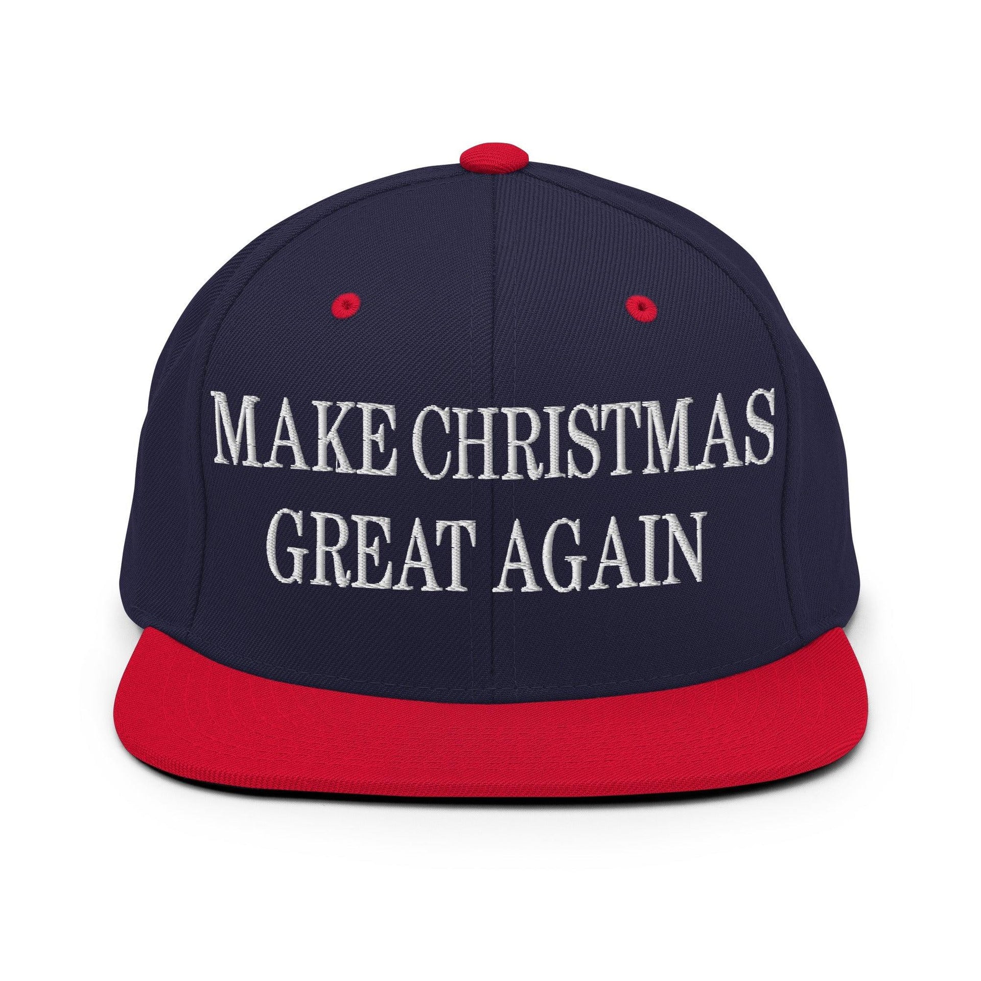 Make Christmas Great Again Embroidered Flat Bill Brim Snapback Hat Navy Red Capital Crowns LADs Make Again
