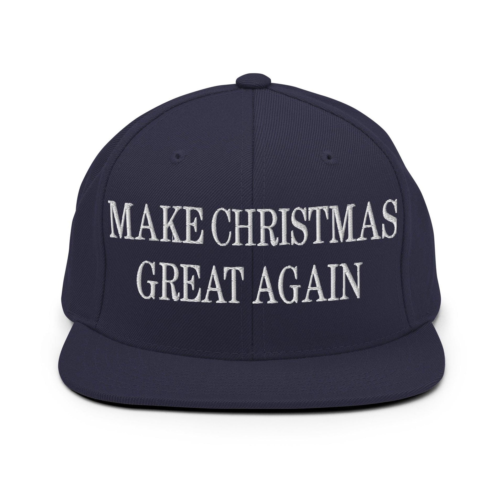 Make Christmas Great Again Embroidered Flat Bill Brim Snapback Hat Navy Capital Crowns LADs Make Again