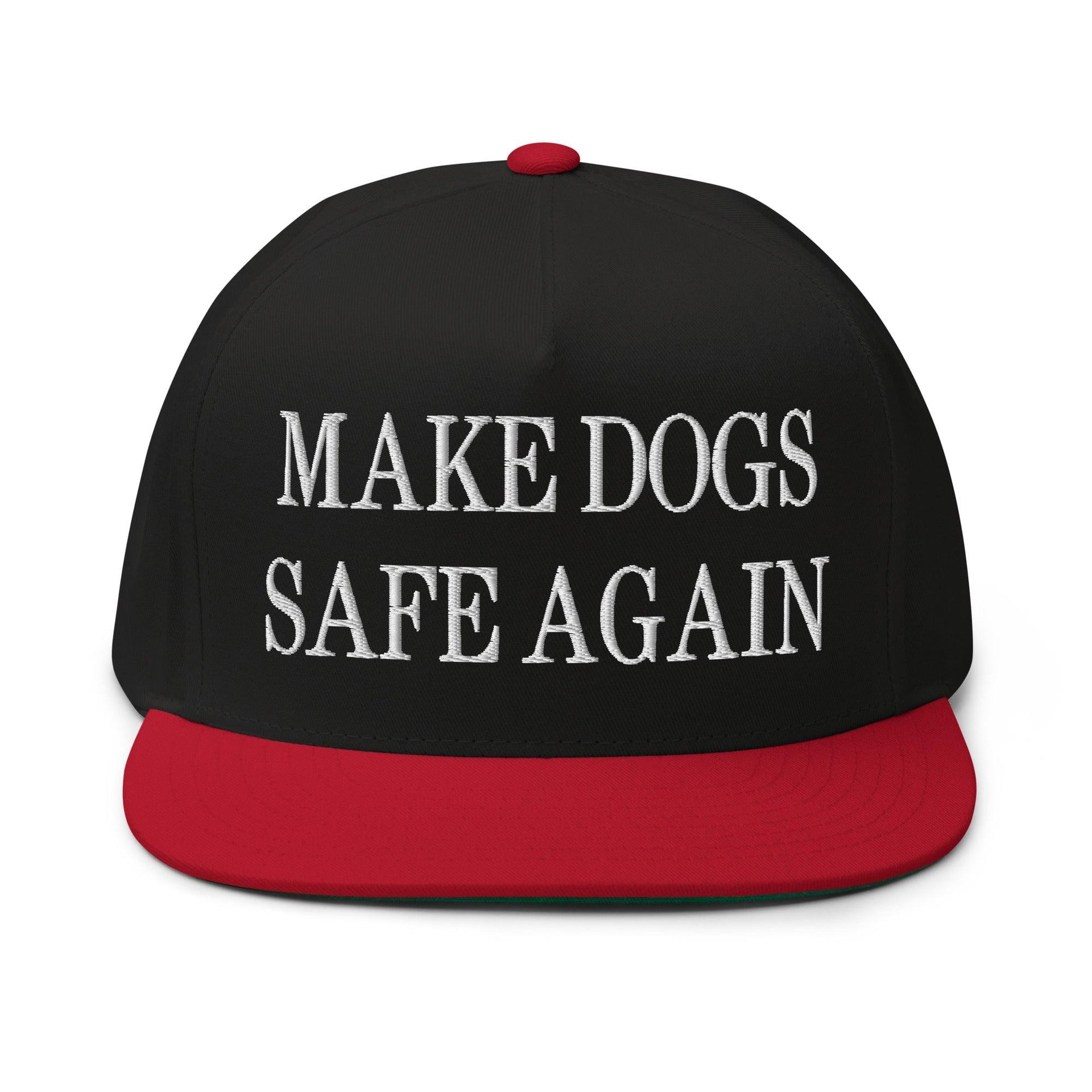 Make Dogs Safe Again Embroidered 5 Panel Flat Bill Brim Snapback Hat Black Red Capital Crowns Make Again Snapback Hats