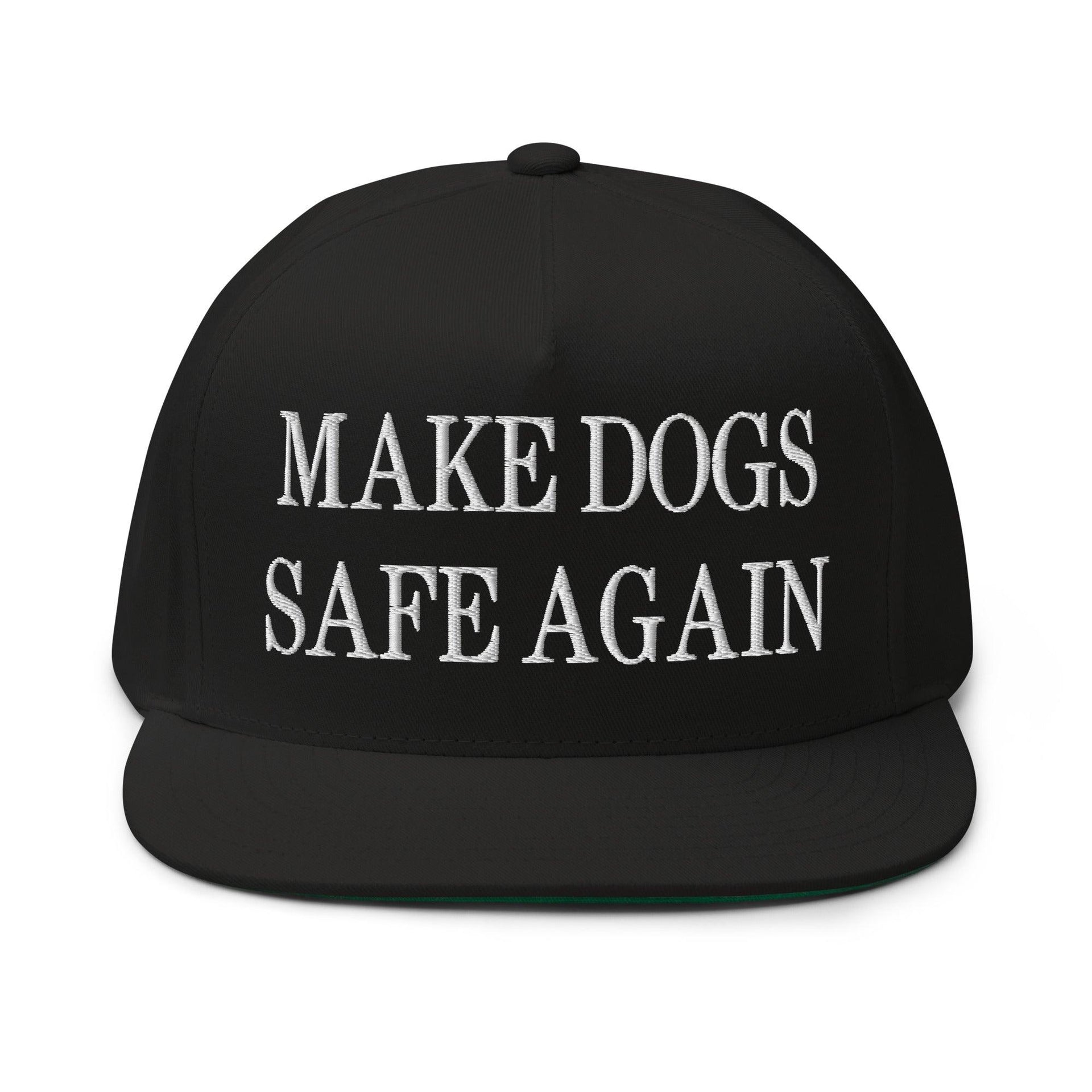 Make Dogs Safe Again Embroidered 5 Panel Flat Bill Brim Snapback Hat Black Capital Crowns Make Again Snapback Hats