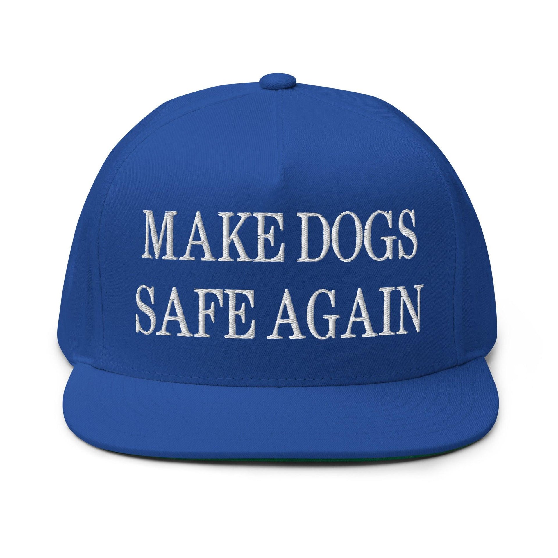 Make Dogs Safe Again Embroidered 5 Panel Flat Bill Brim Snapback Hat Royal Blue Capital Crowns Make Again Snapback Hats