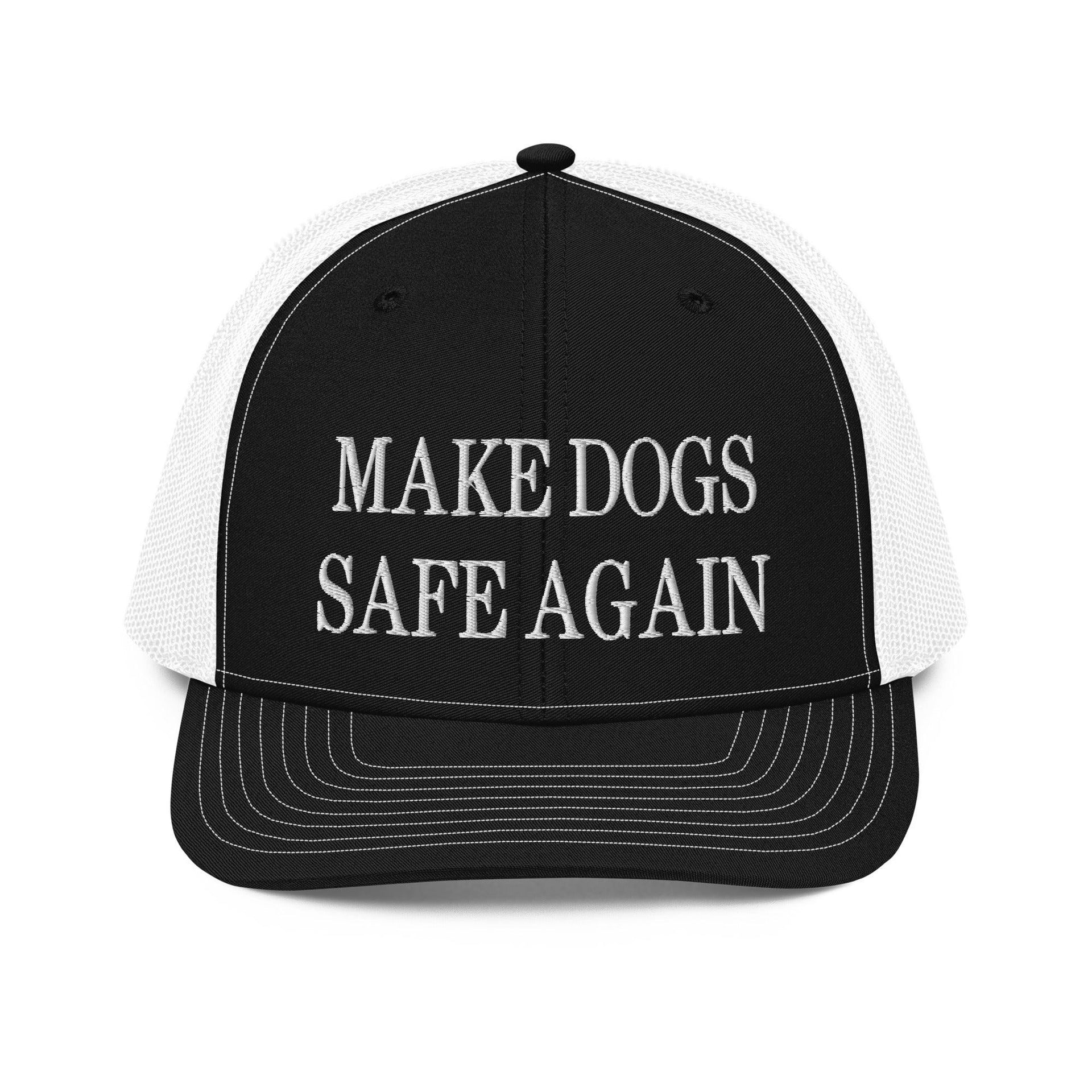 Make Dogs Safe Again Embroidered Classic Mesh Trucker Hat Black White Capital Crowns Make Again Trucker Hats