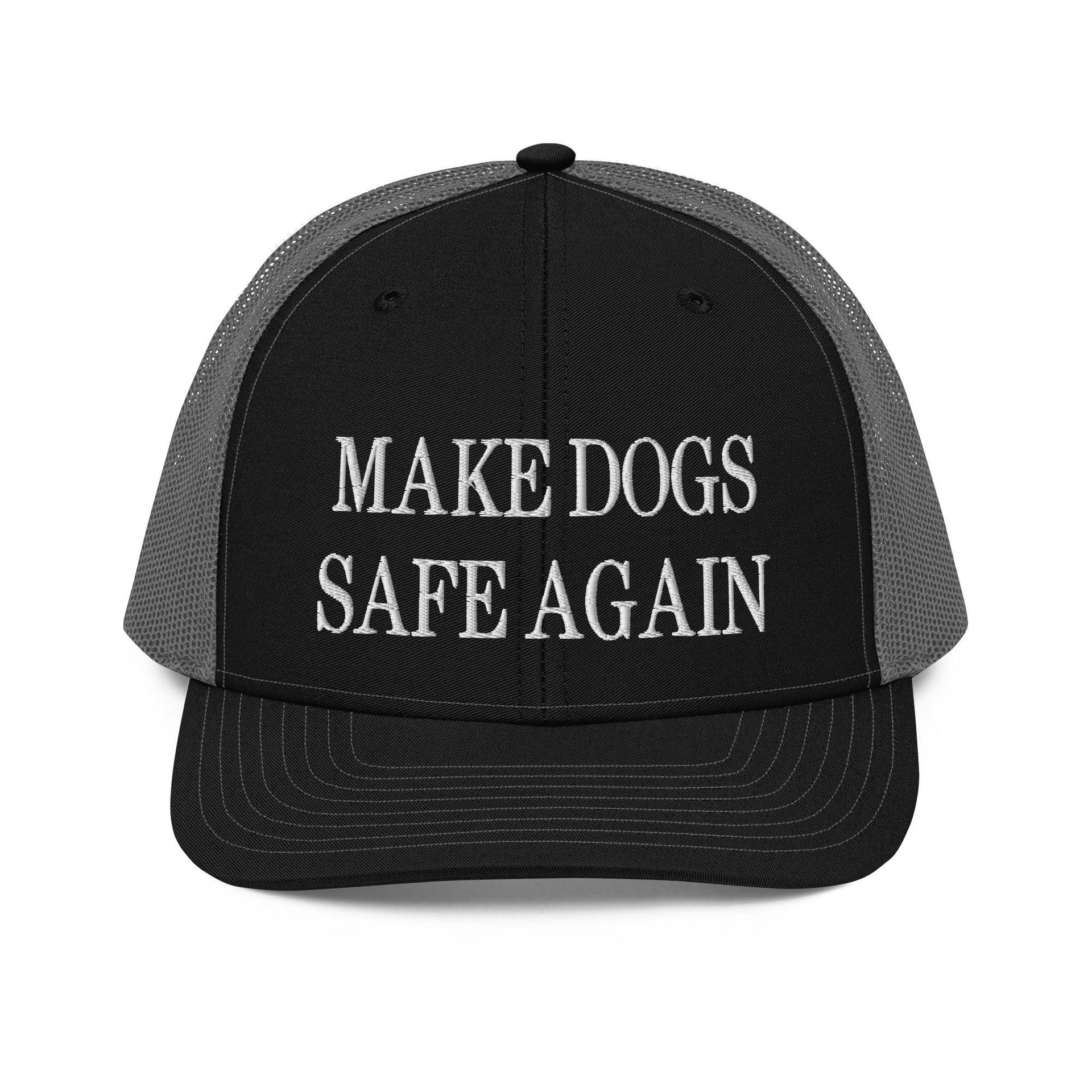 Make Dogs Safe Again Embroidered Classic Mesh Trucker Hat Black Charcoal Capital Crowns Make Again Trucker Hats