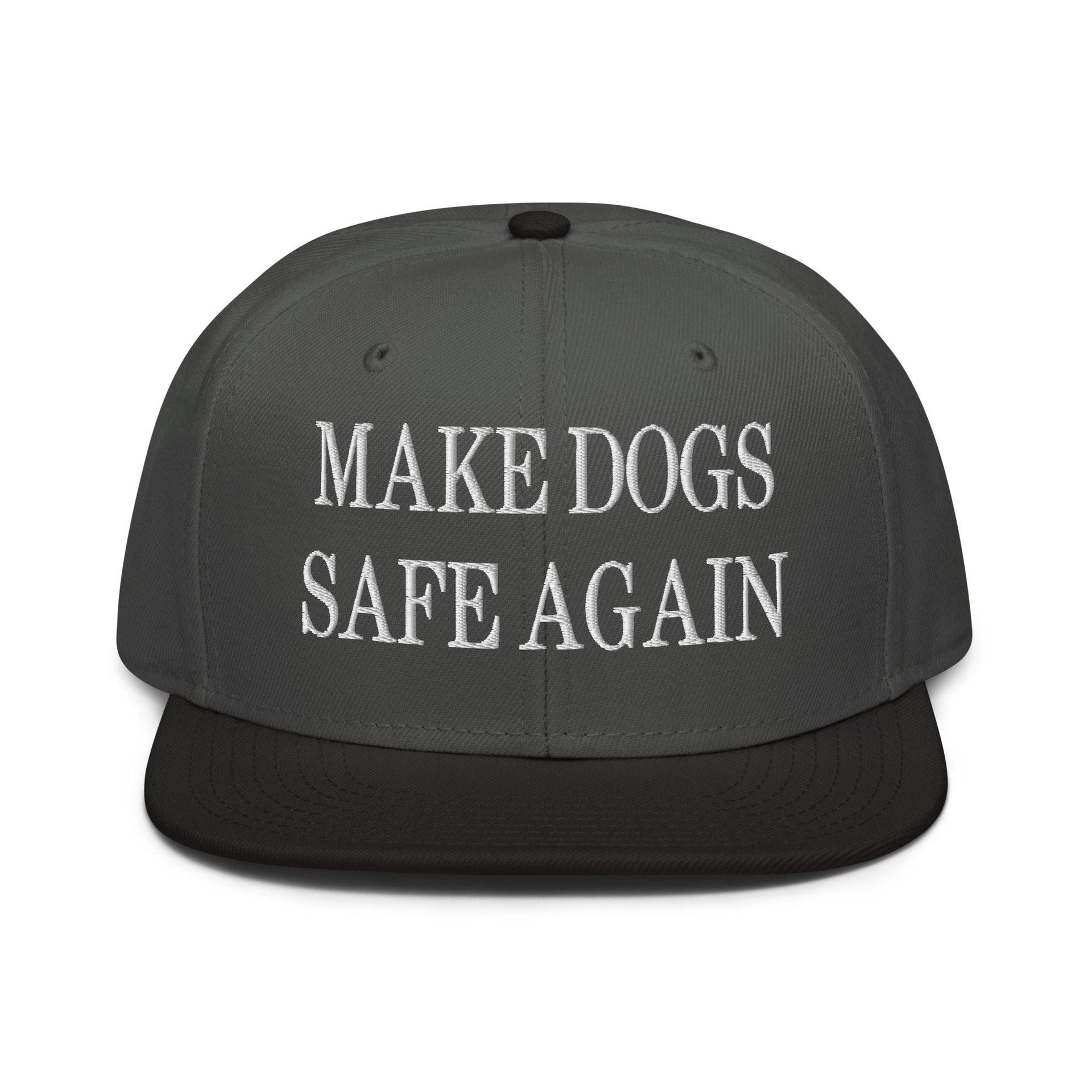 Make Dogs Safe Again Embroidered Flat Brim Bill Snapback Hat Black Charcoal gray Charcoal gray Capital Crowns Make Again Snapback Hats
