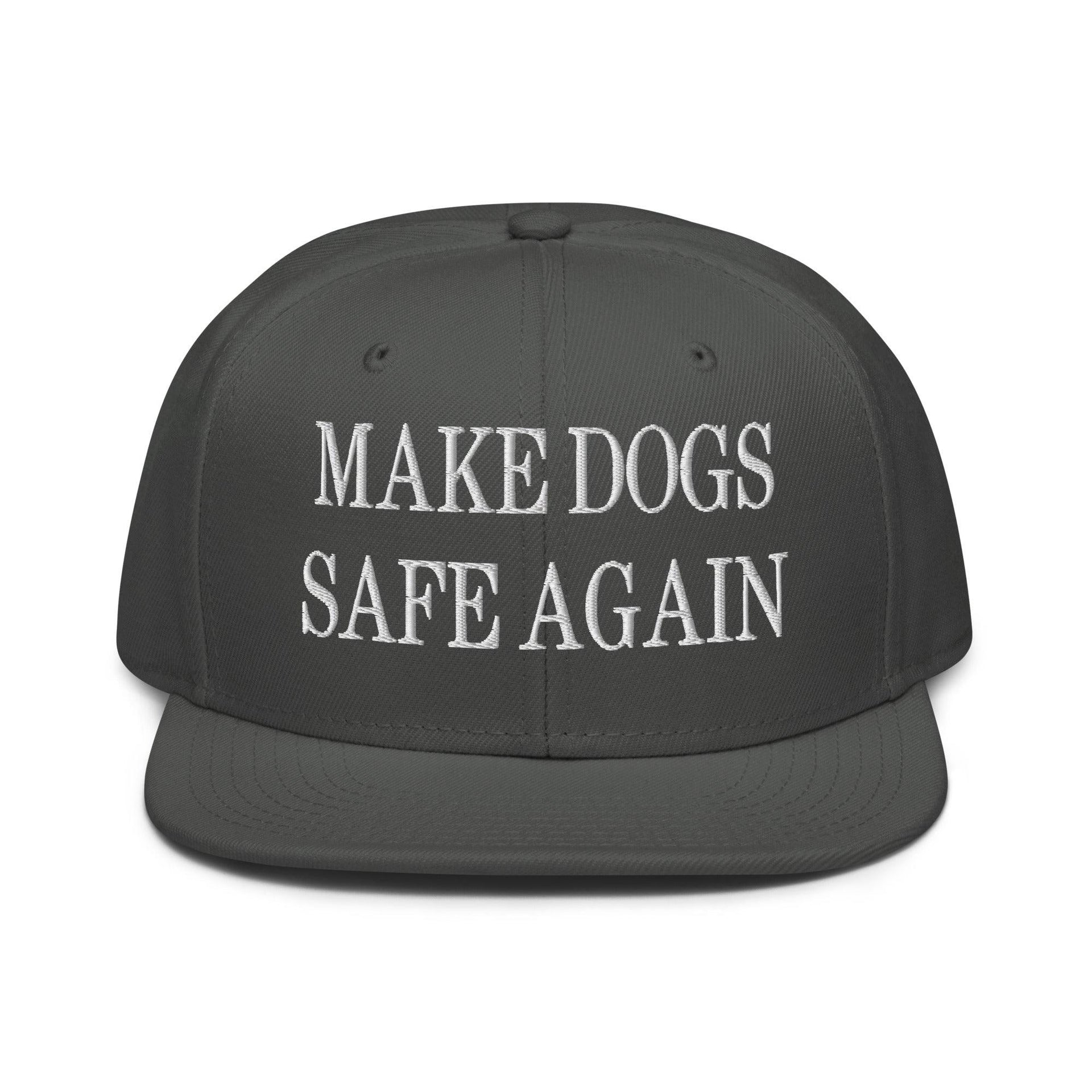 Make Dogs Safe Again Embroidered Flat Brim Bill Snapback Hat Charcoal gray Capital Crowns Make Again Snapback Hats