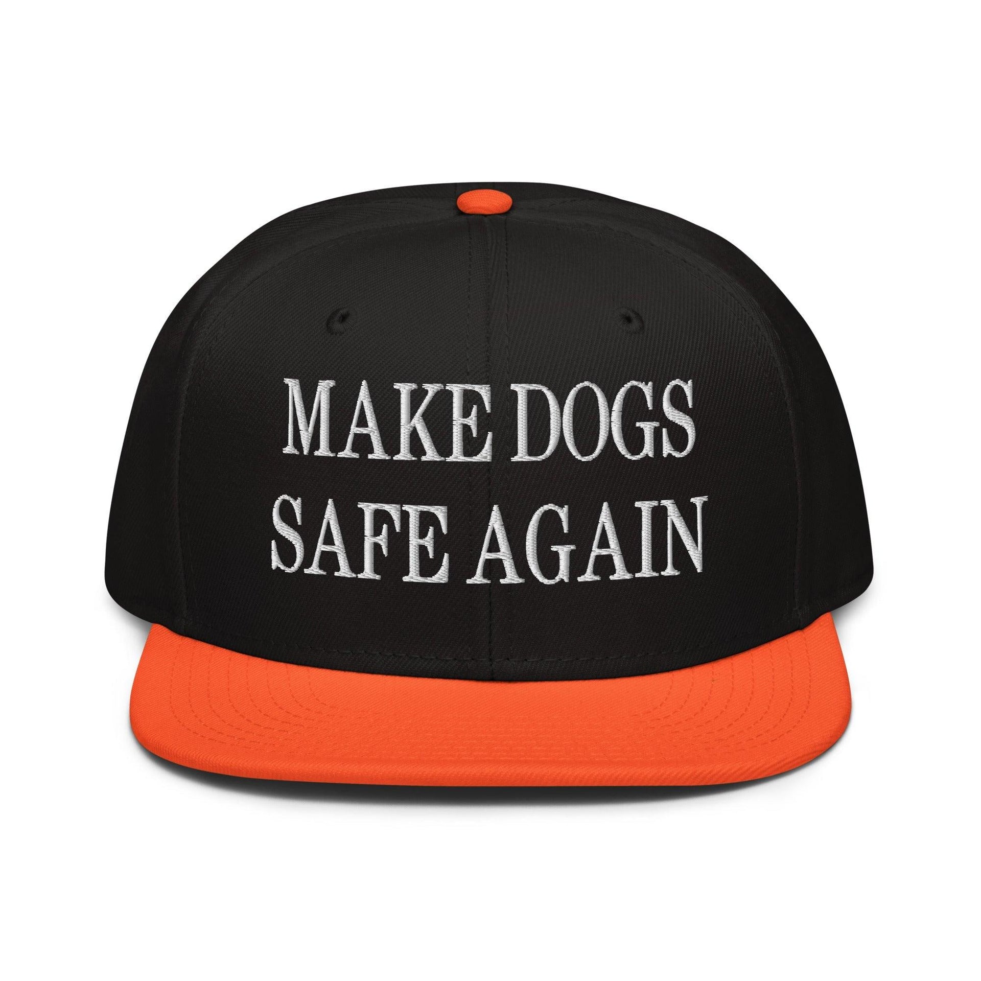 Make Dogs Safe Again Embroidered Flat Brim Bill Snapback Hat Orange Black Black Capital Crowns Make Again Snapback Hats
