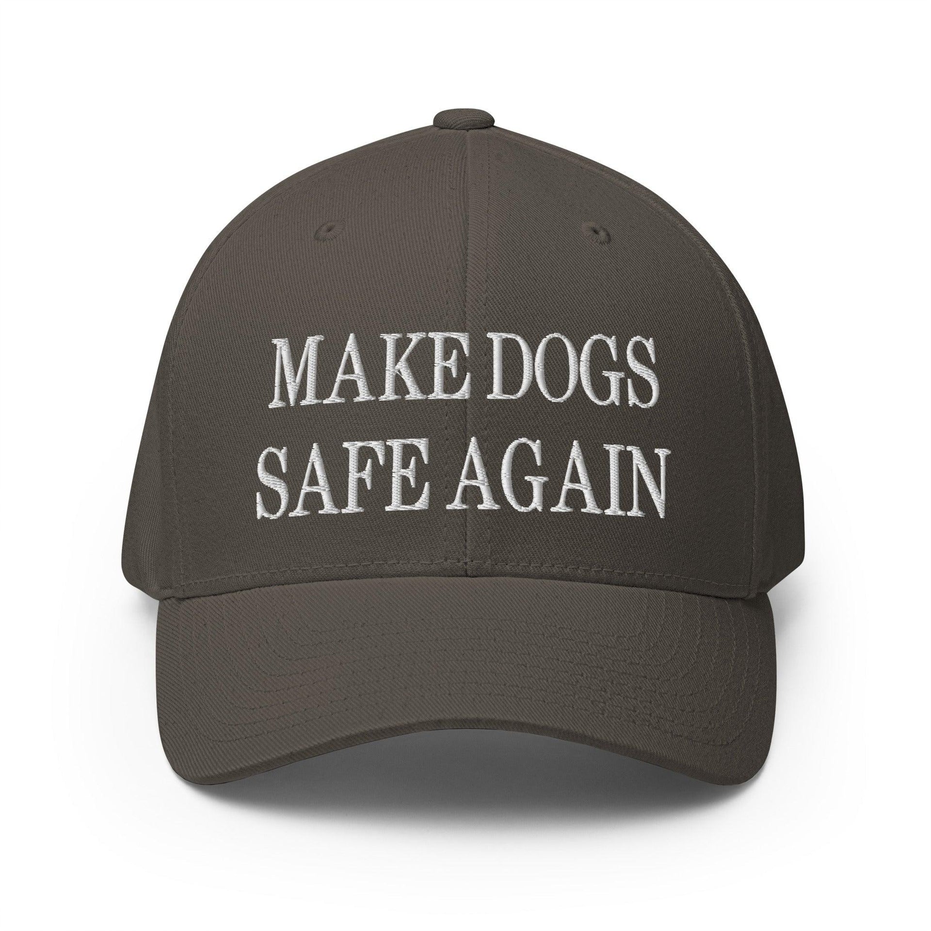 Make Dogs Safe Again Embroidered Stretch Fit Baseball Hat Dark Grey Capital Crowns Make Again Stretch Fit