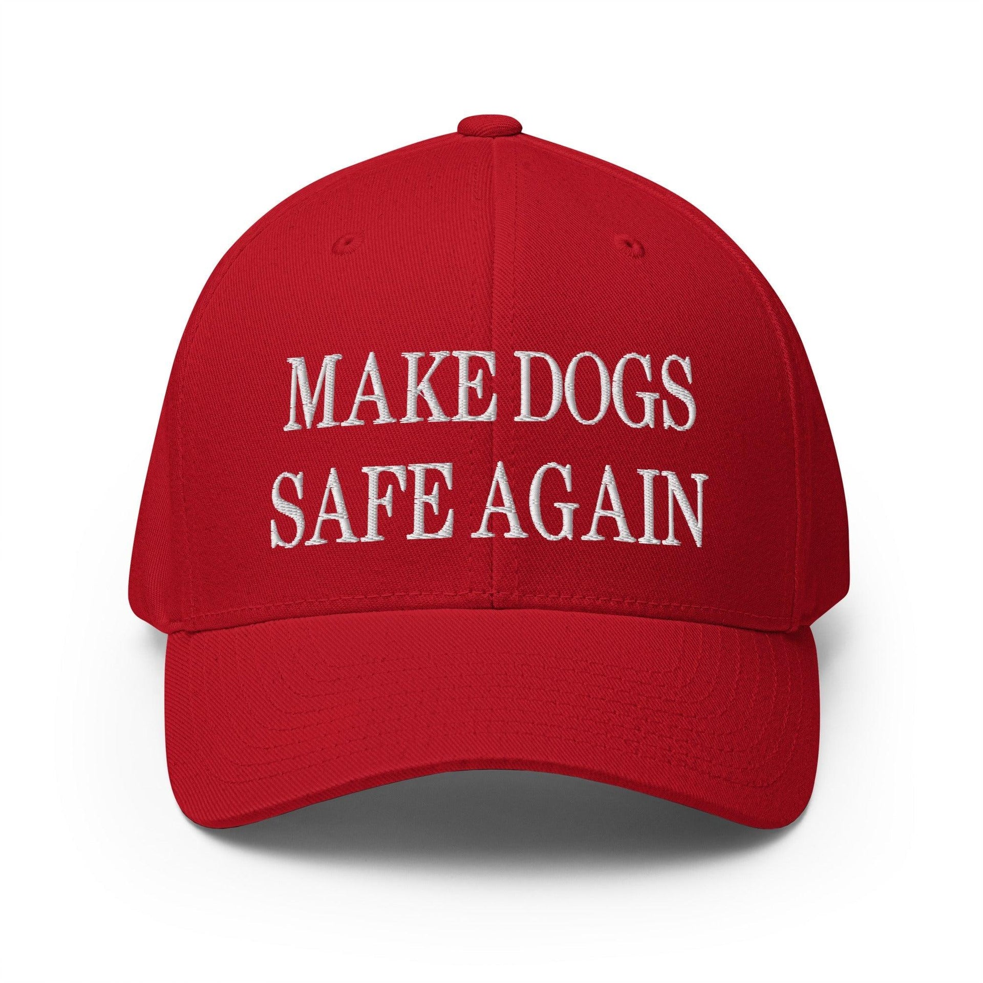 Make Dogs Safe Again Embroidered Stretch Fit Baseball Hat Red Capital Crowns Make Again Stretch Fit