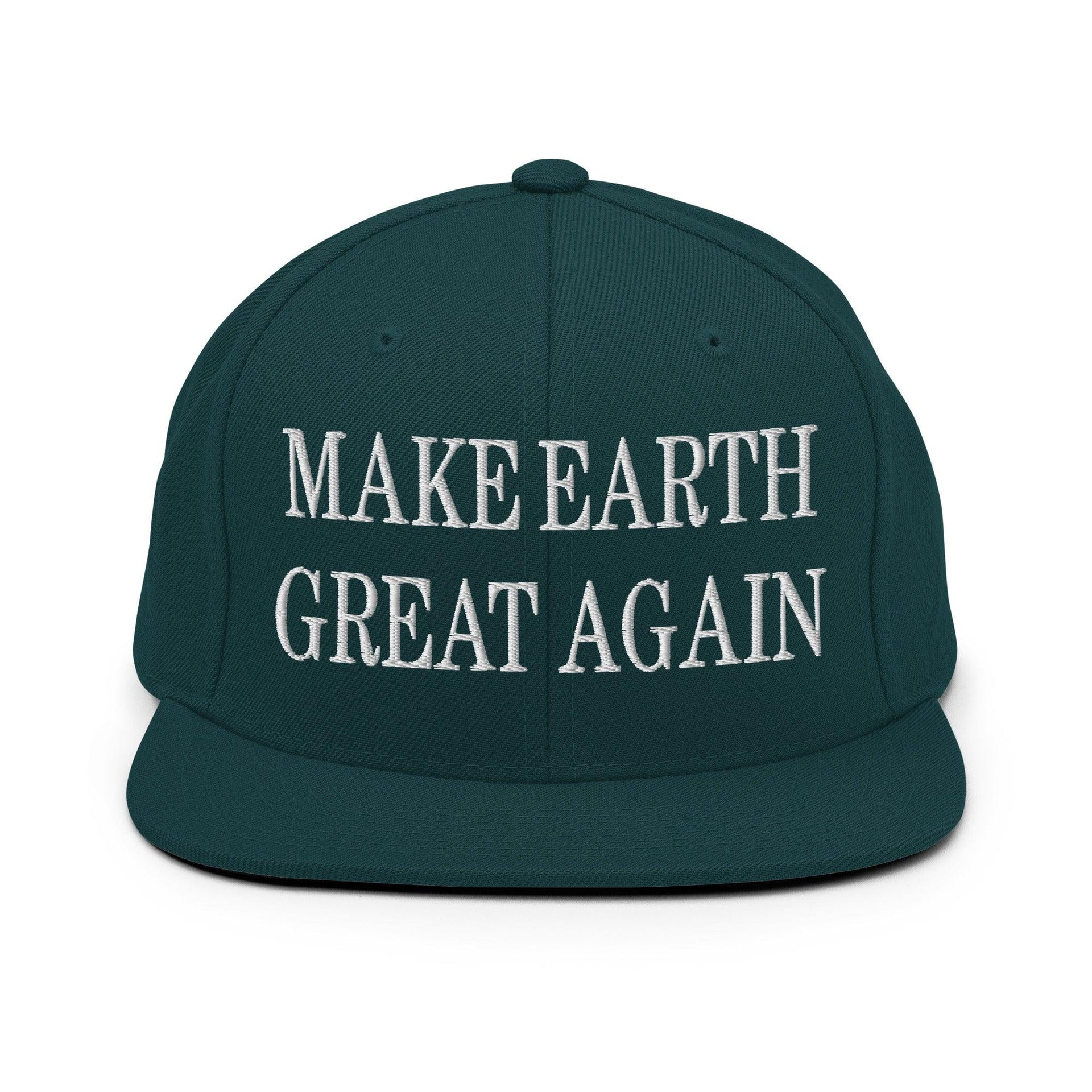 Make Earth Great Again Embroidered Flat Bill Brim Snapback Hat Spruce Capital Crowns LADs Make Again
