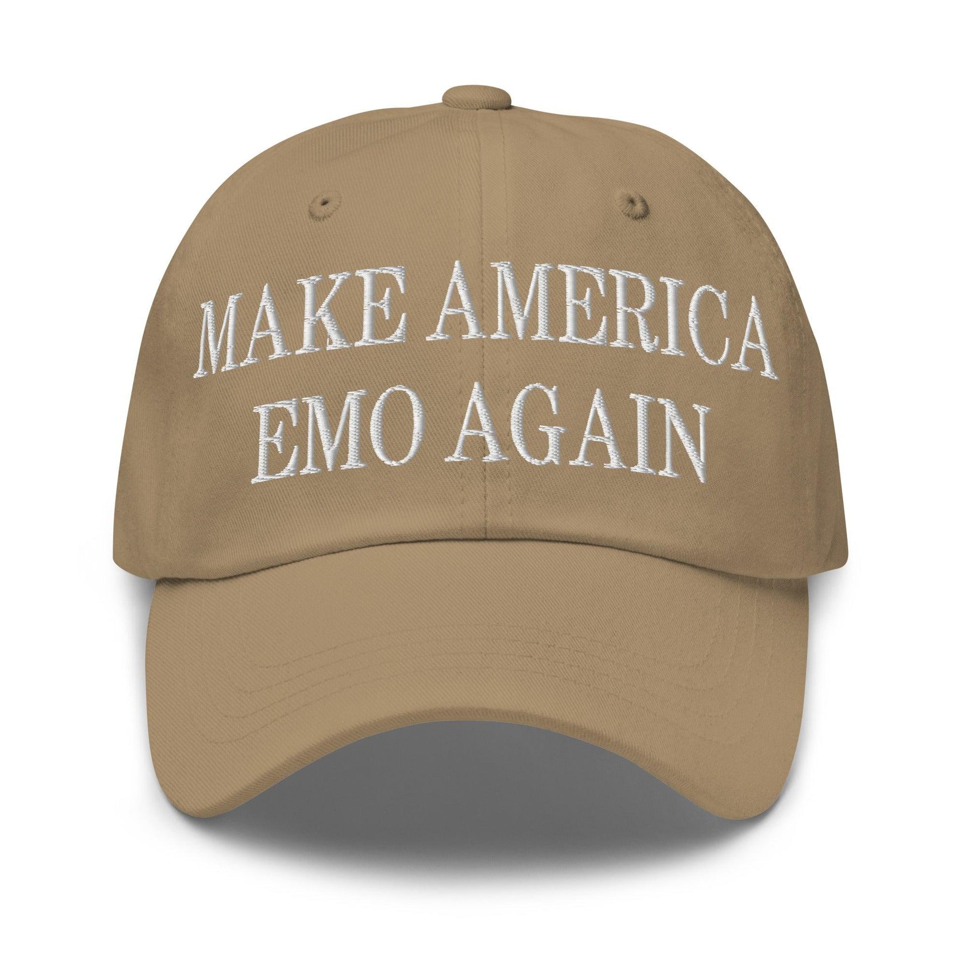 Make Us Emo Again Embroidered Dad Hat Khaki Capital Crowns Dad Hats Make Again