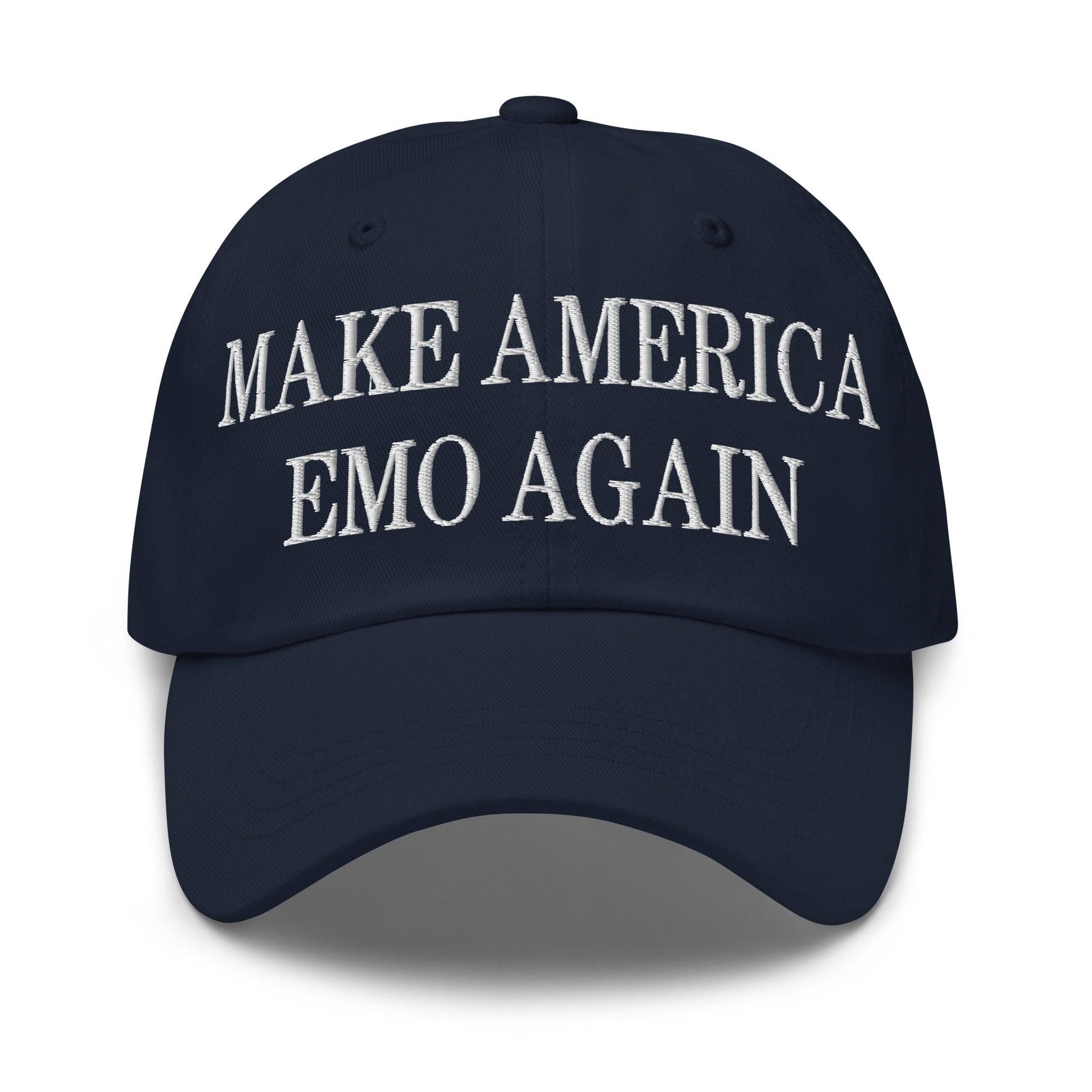 Make Us Emo Again Embroidered Dad Hat Navy Capital Crowns Dad Hats Make Again