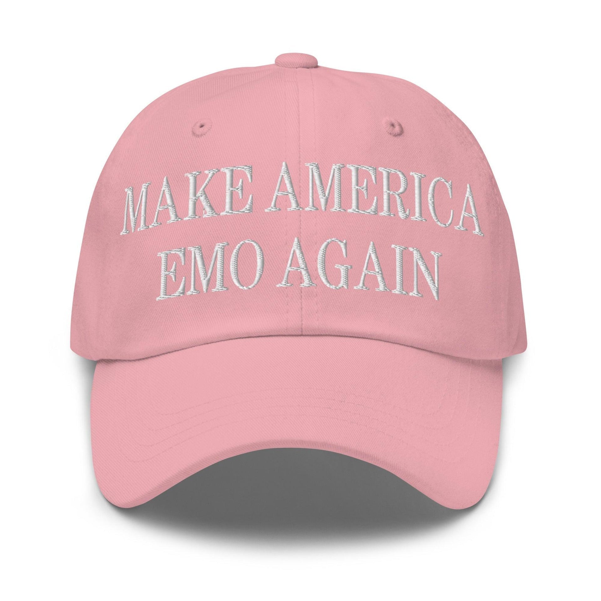 Make Us Emo Again Embroidered Dad Hat Pink Capital Crowns Dad Hats Make Again