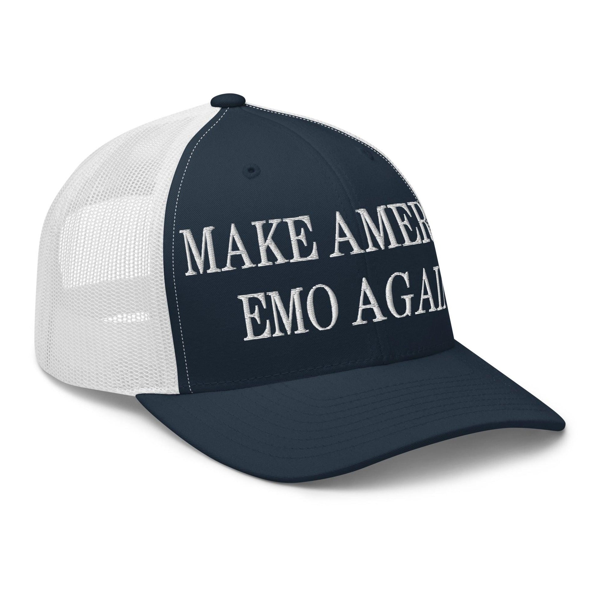 Make Us Emo Again Embroidered Mesh Trucker Hat Capital Crowns Make Again Trucker Hats
