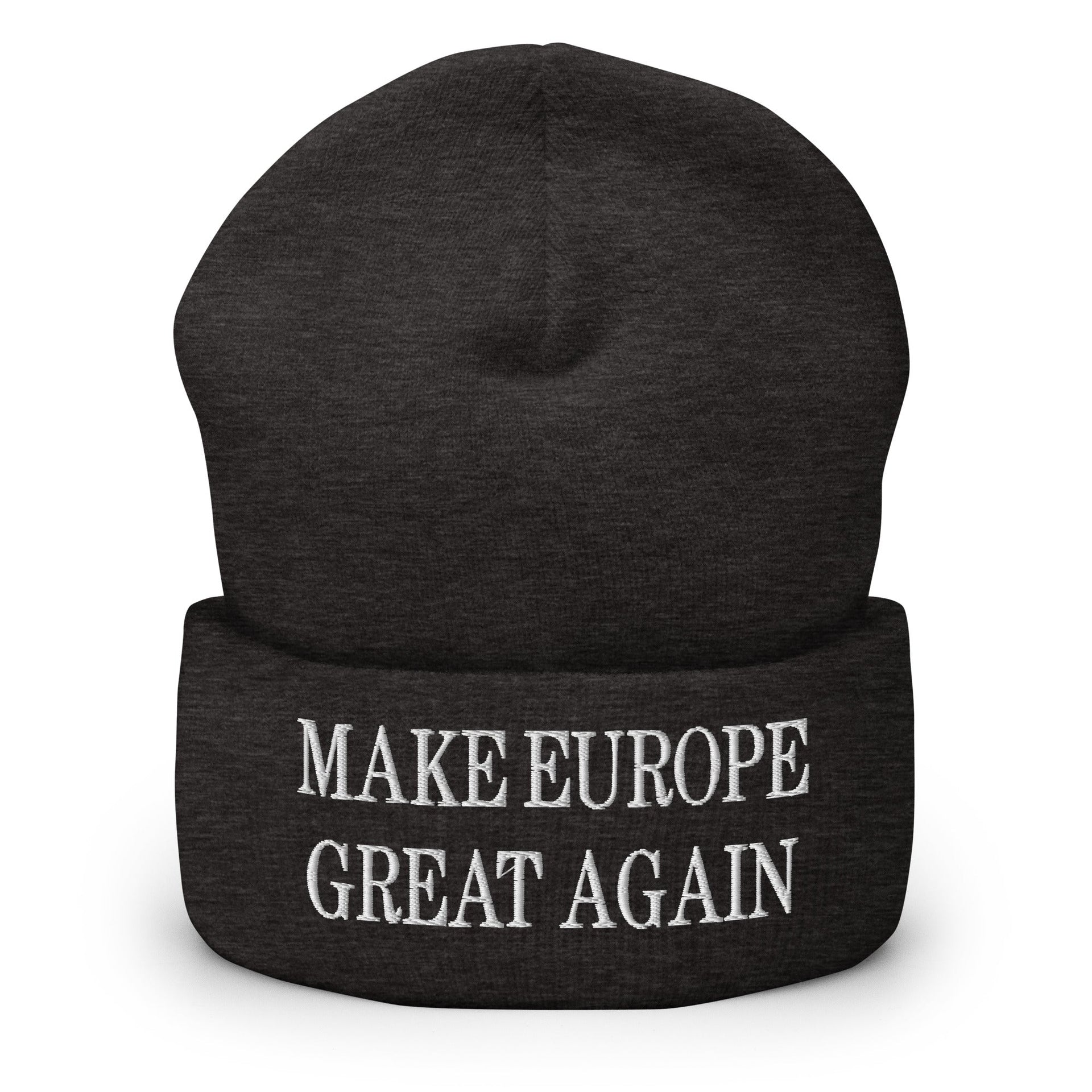 Make Europe Great Again Embroidered Knit Cuffed Beanie Dark Grey Beanies Capital Crowns LADs Make Again