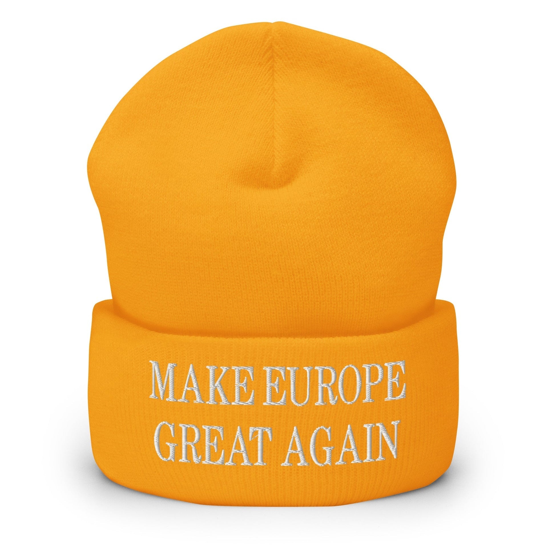 Make Europe Great Again Embroidered Knit Cuffed Beanie Gold Beanies Capital Crowns LADs Make Again