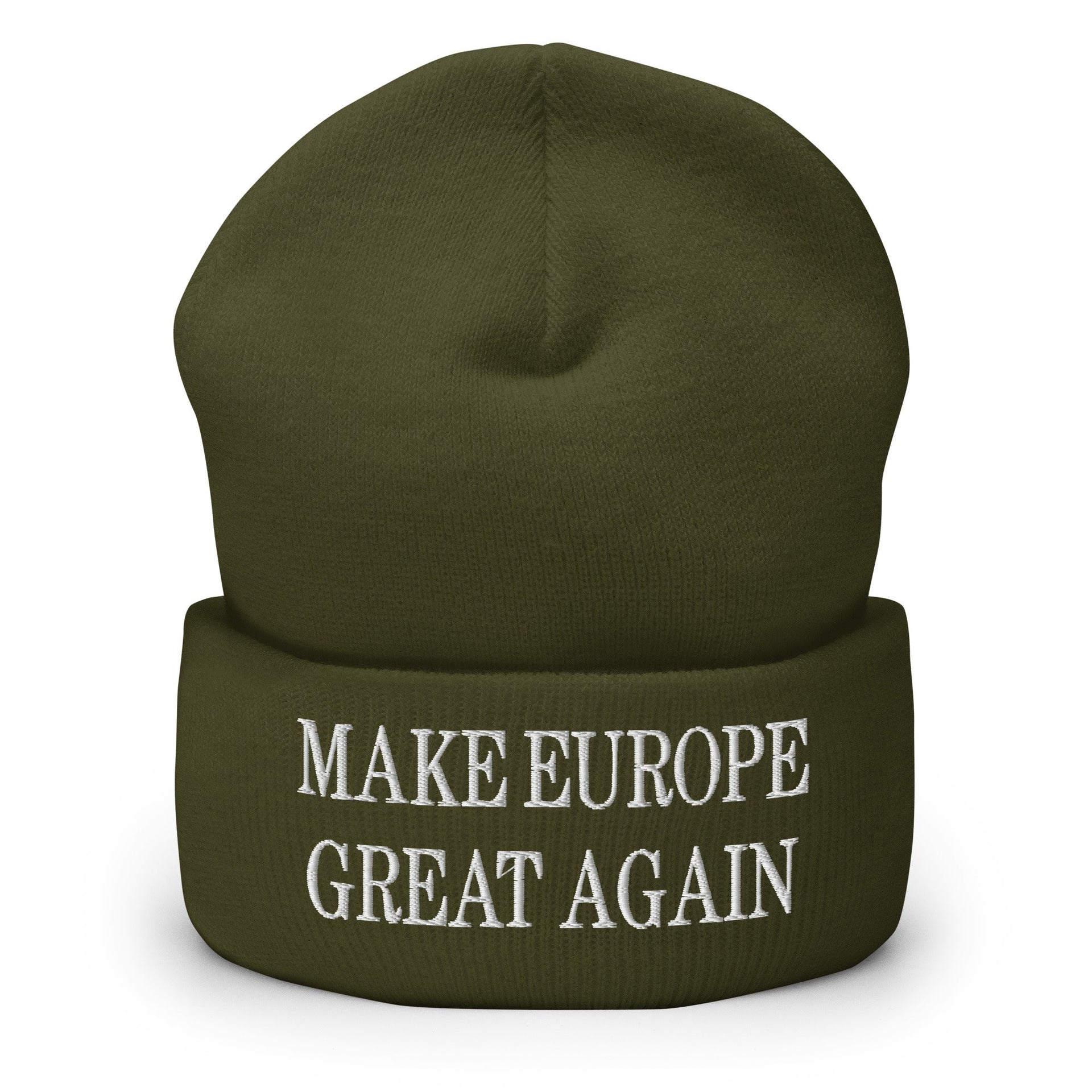 Make Europe Great Again Embroidered Knit Cuffed Beanie Olive Beanies Capital Crowns LADs Make Again