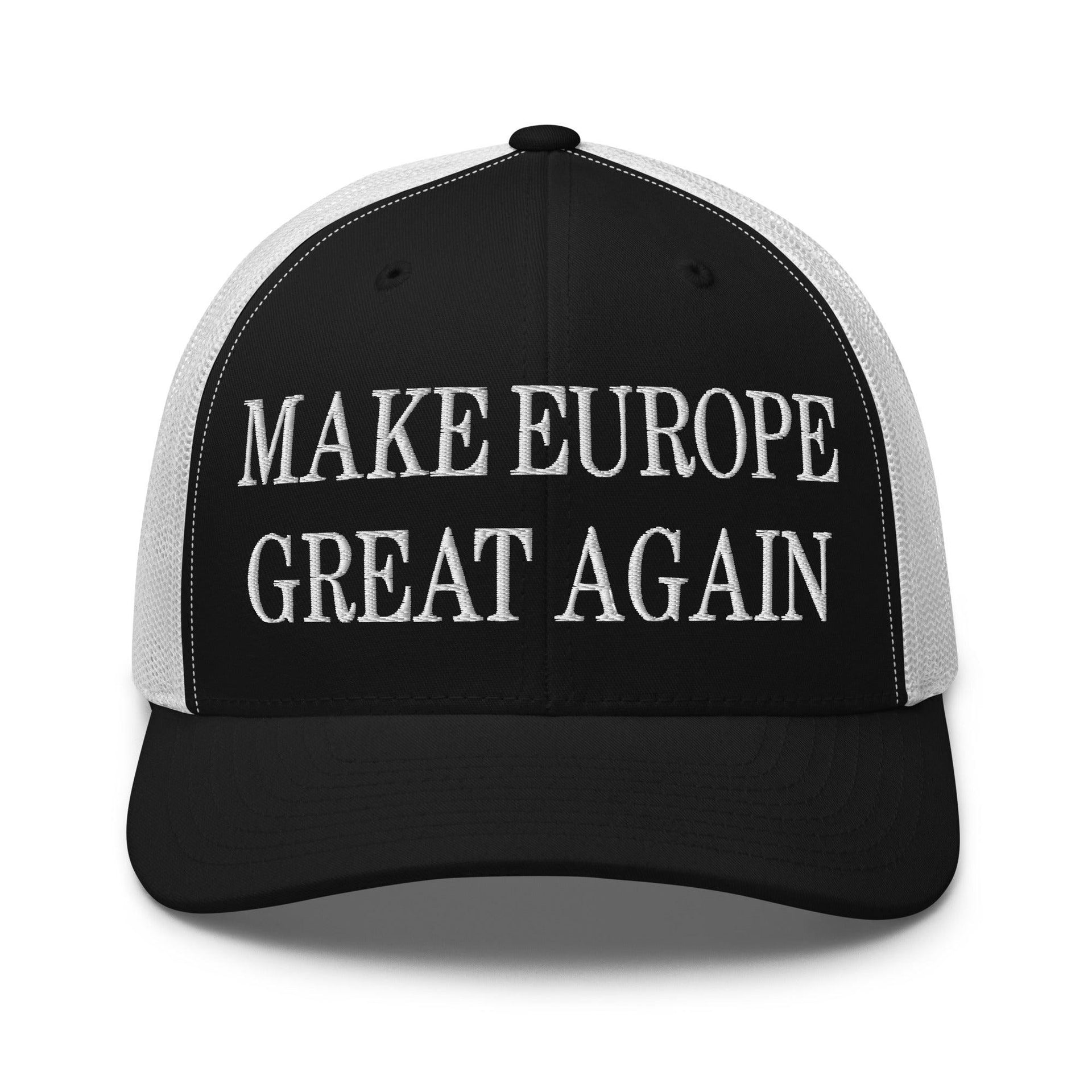 Make Europe Great Again Embroidered Mesh Trucker Hat Black White Capital Crowns LADs Make Again Trucker Hats