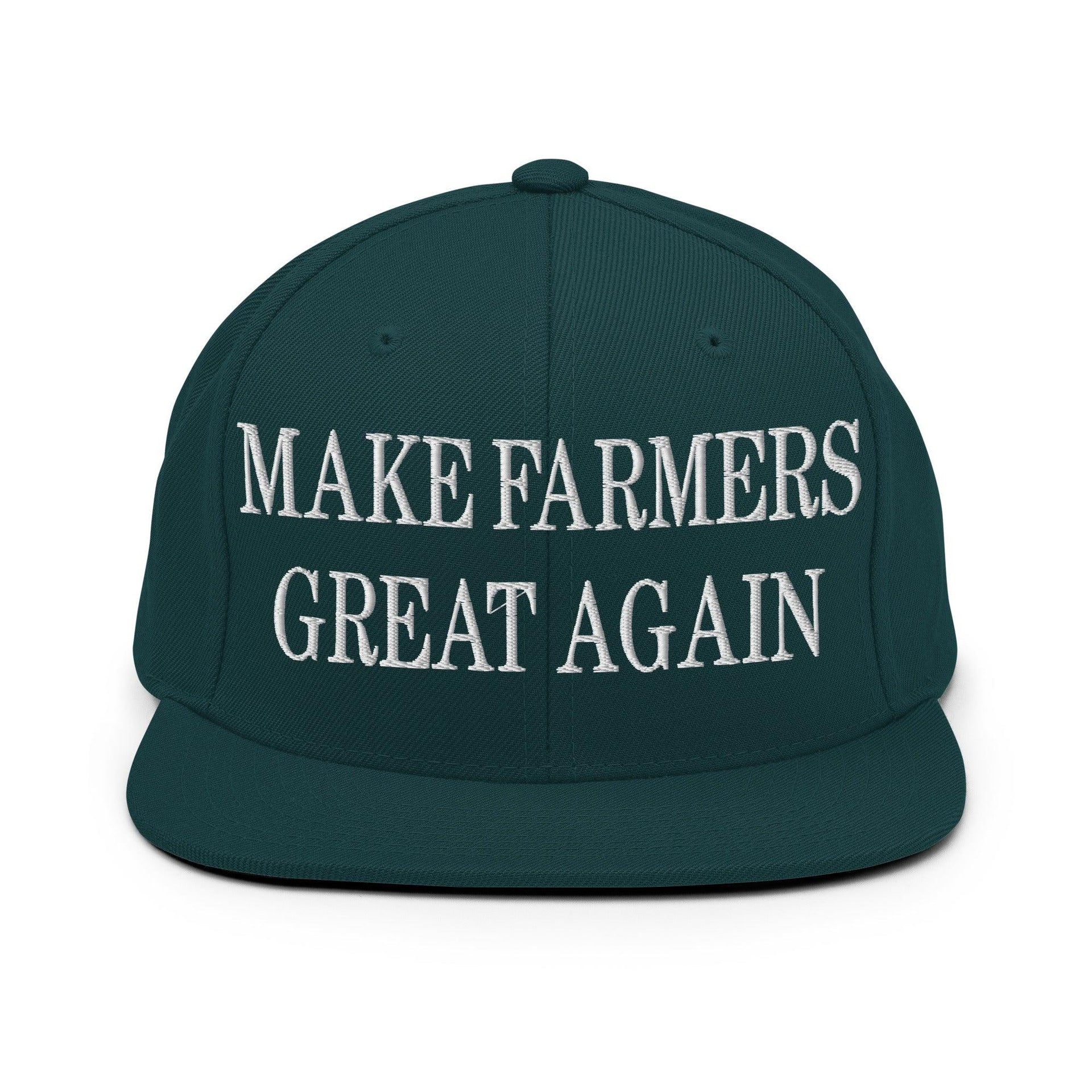 Make Farmers Great Again Embroidered Flat Bill Brim Snapback Hat Spruce Capital Crowns LADs Make Again