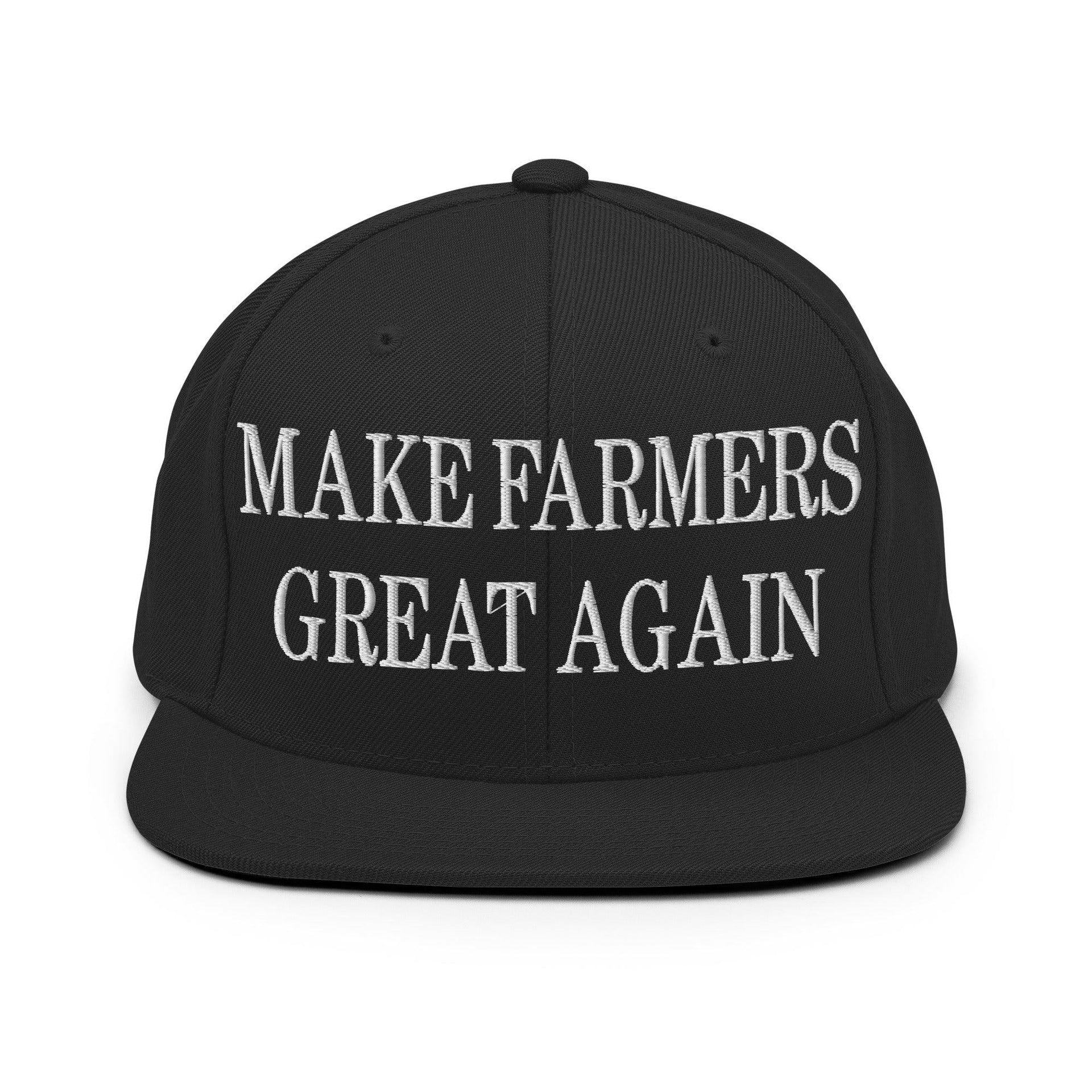 Make Farmers Great Again Embroidered Flat Bill Brim Snapback Hat Black Capital Crowns LADs Make Again