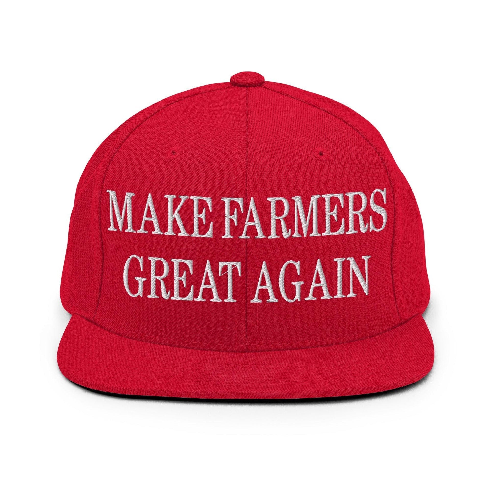 Make Farmers Great Again Embroidered Flat Bill Brim Snapback Hat Red Capital Crowns LADs Make Again