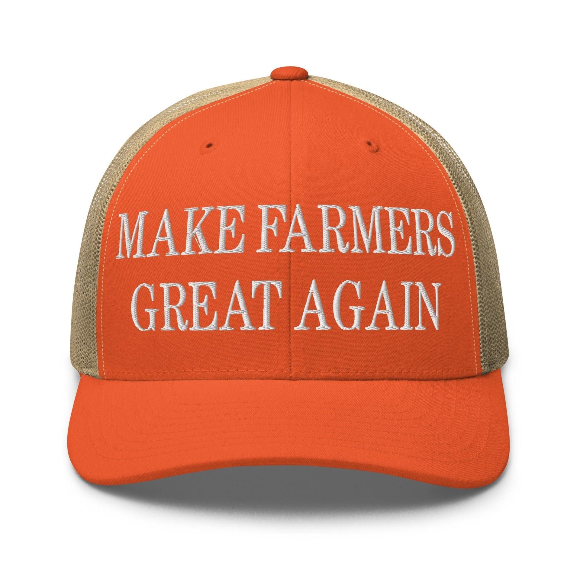 Make Farmers Great Again Embroidered Mesh Trucker Hat Rustic Orange Khaki Capital Crowns LADs Make Again Trucker Hats