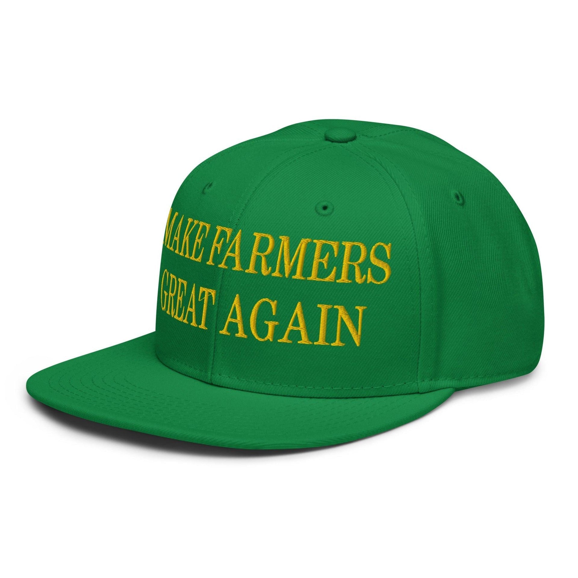Make Farmers Great Again Green Yellow Embroidered Flat Bill Brim Snapback Hat Capital Crowns Make Again