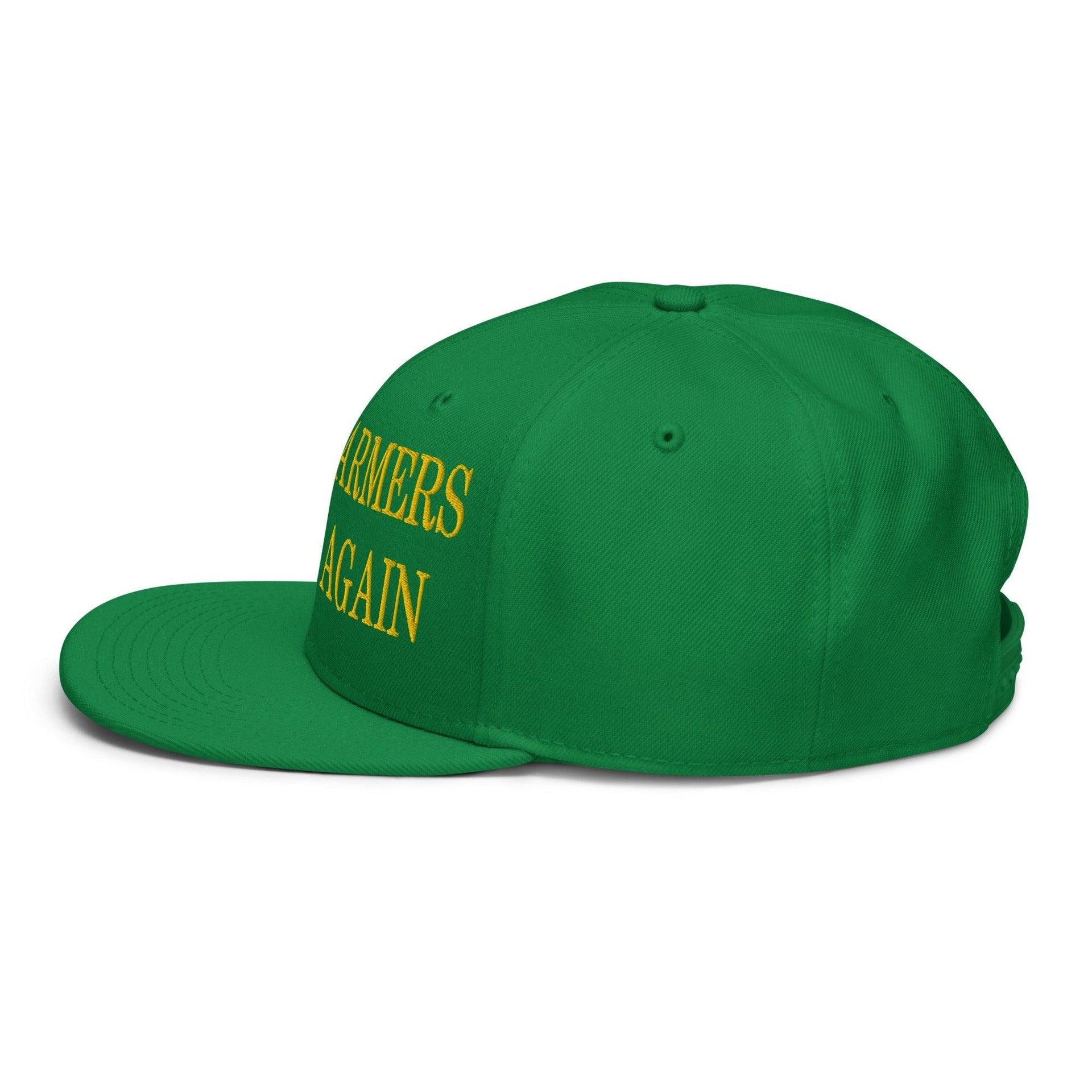 Make Farmers Great Again Green Yellow Embroidered Flat Bill Brim Snapback Hat Capital Crowns Make Again