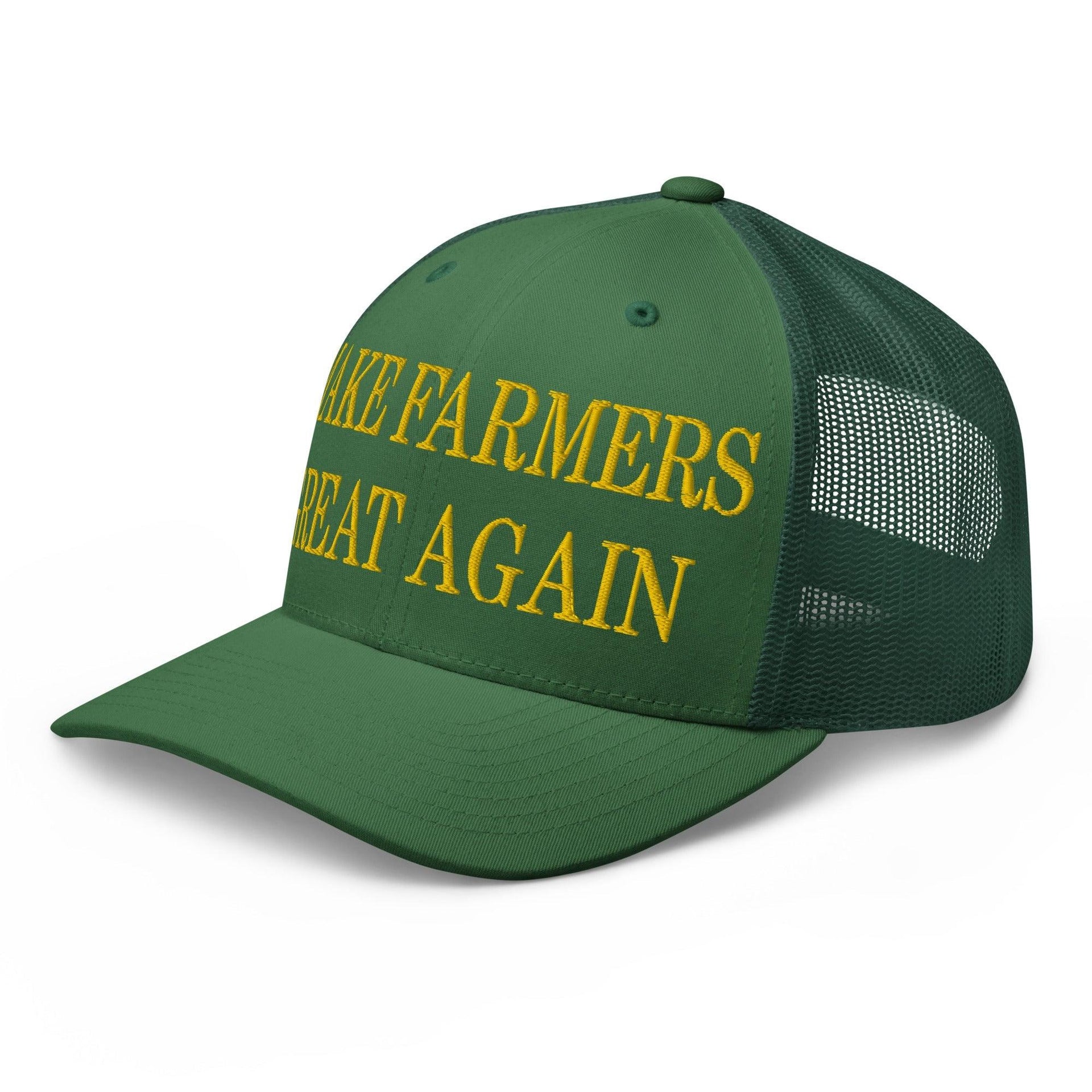 Make Farmers Great Again Green Yellow Embroidered Mesh Trucker Hat Capital Crowns LADs Make Again Trucker Hats