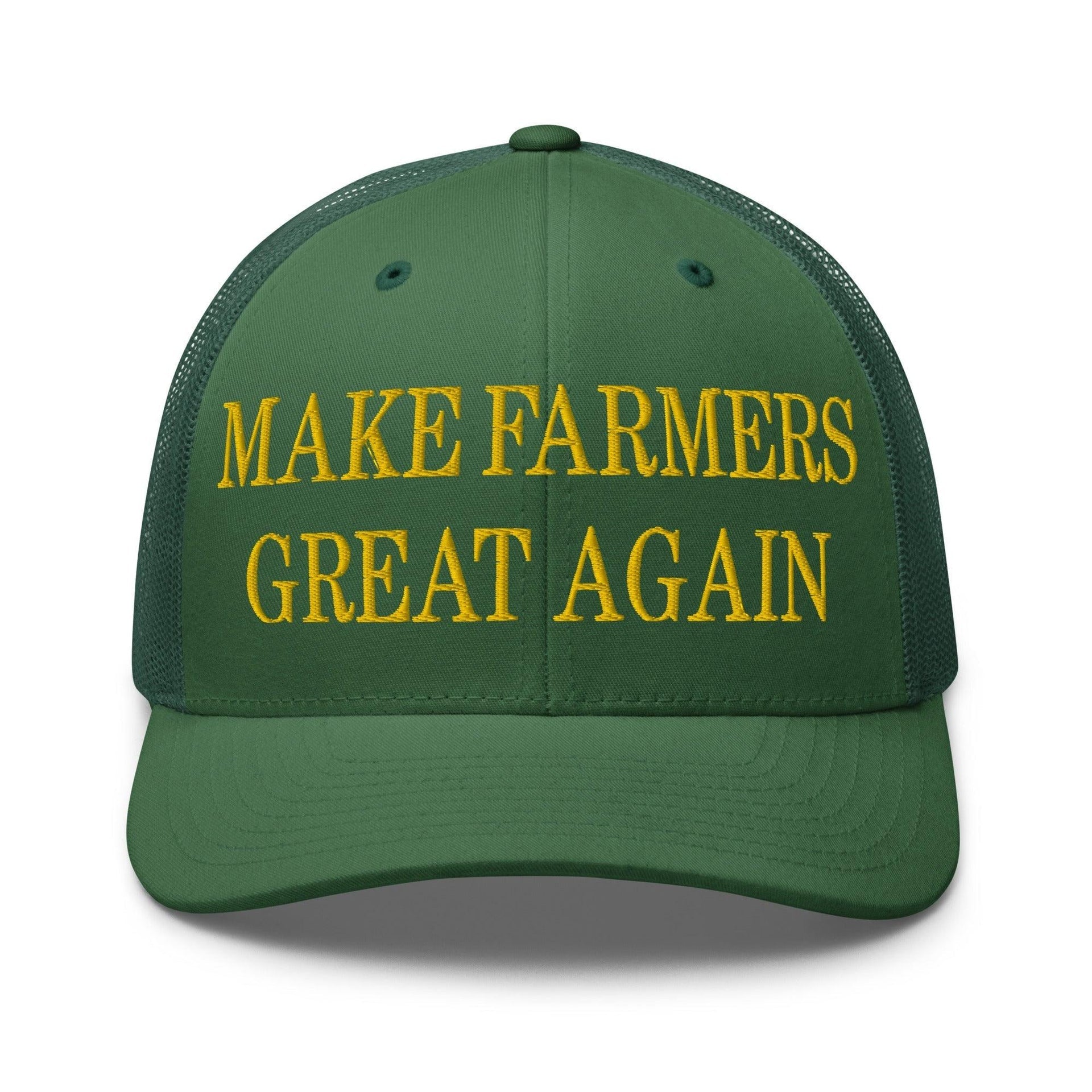 Make Farmers Great Again Green Yellow Embroidered Mesh Trucker Hat Default Title Capital Crowns LADs Make Again Trucker Hats