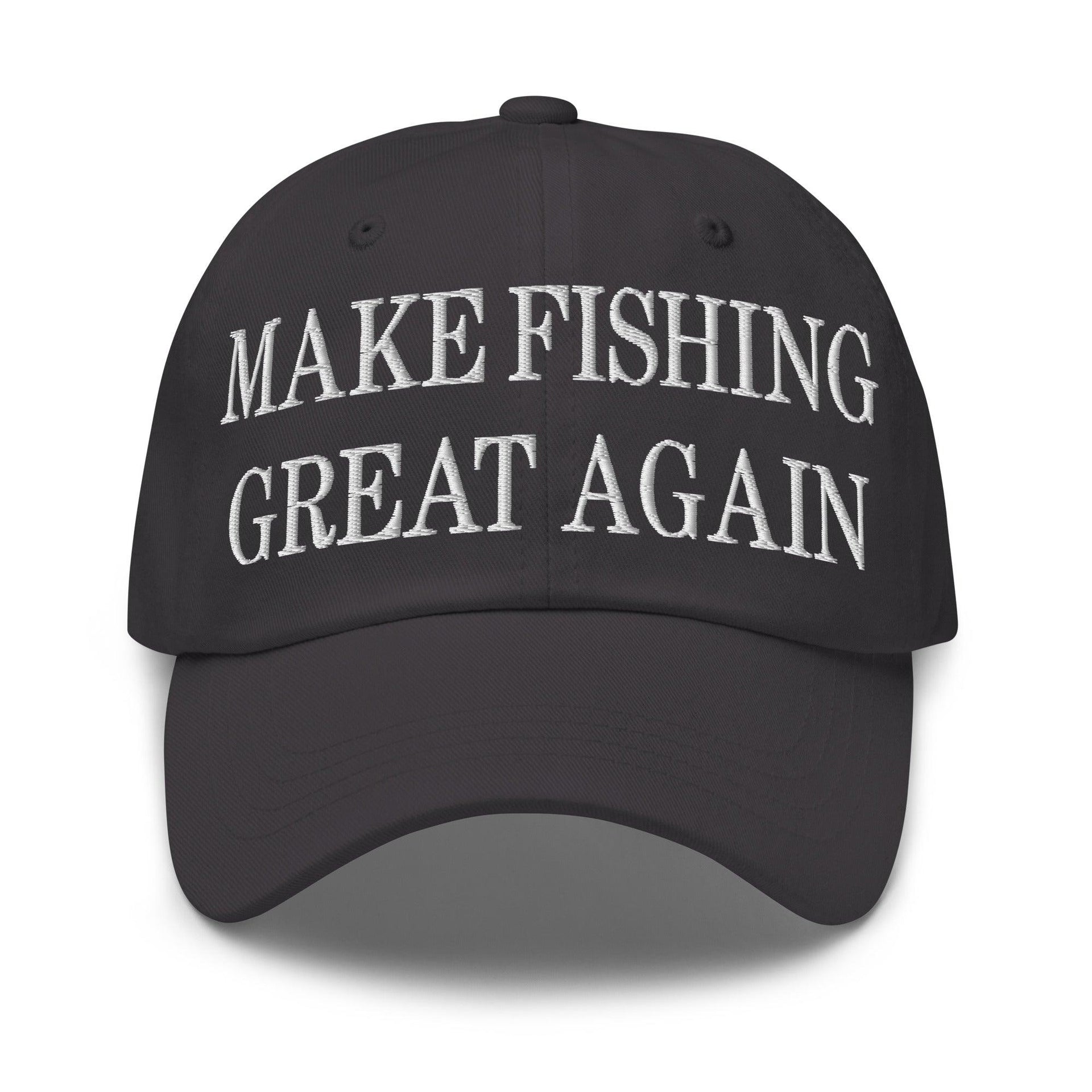 Make Fishing Great Again Embroidered Dad Hat Dark Grey Capital Crowns Dad Hats LADs Make Again