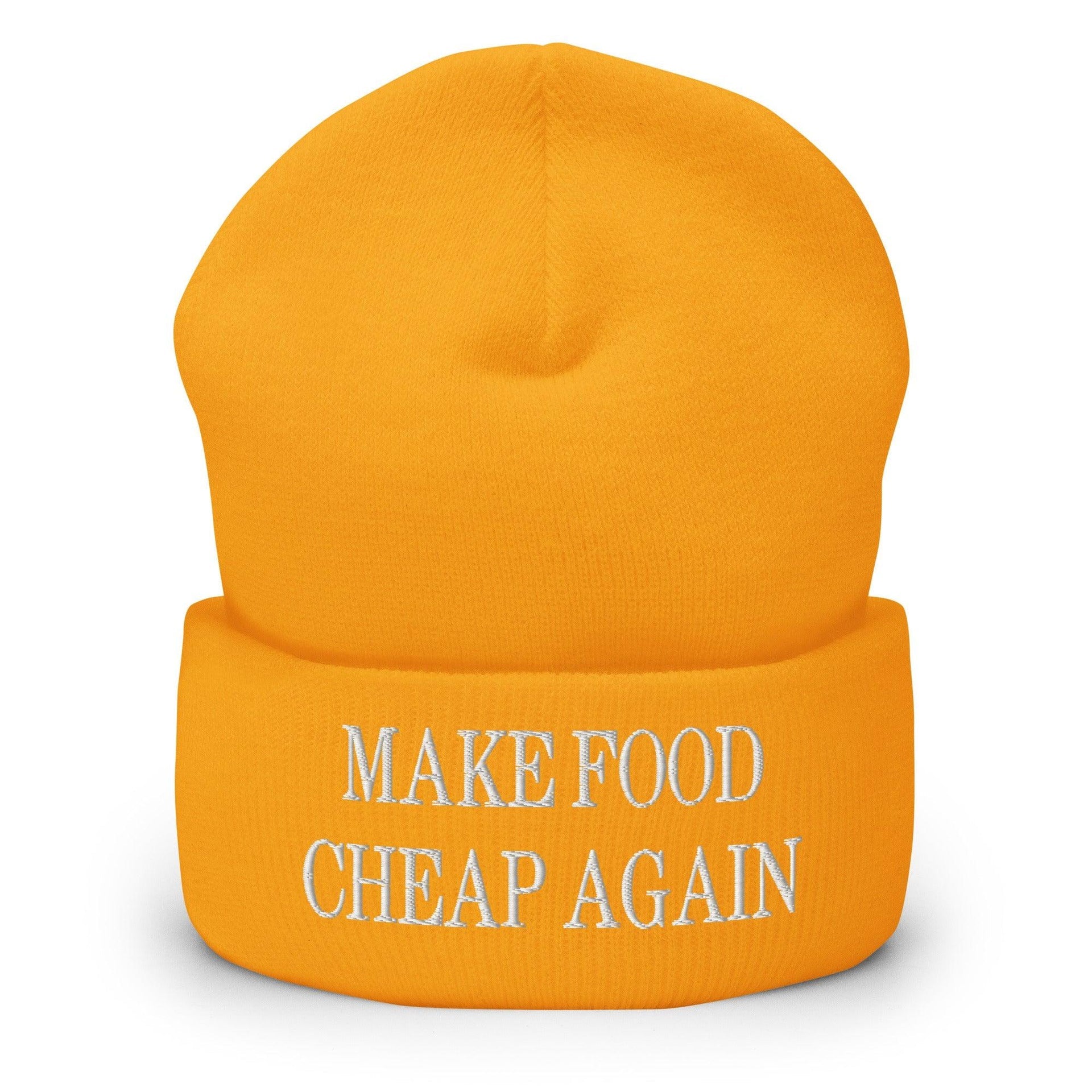 Make Food It Again Embroidered Knit Cuffed Beanie Gold Beanies Capital Crowns Make Again