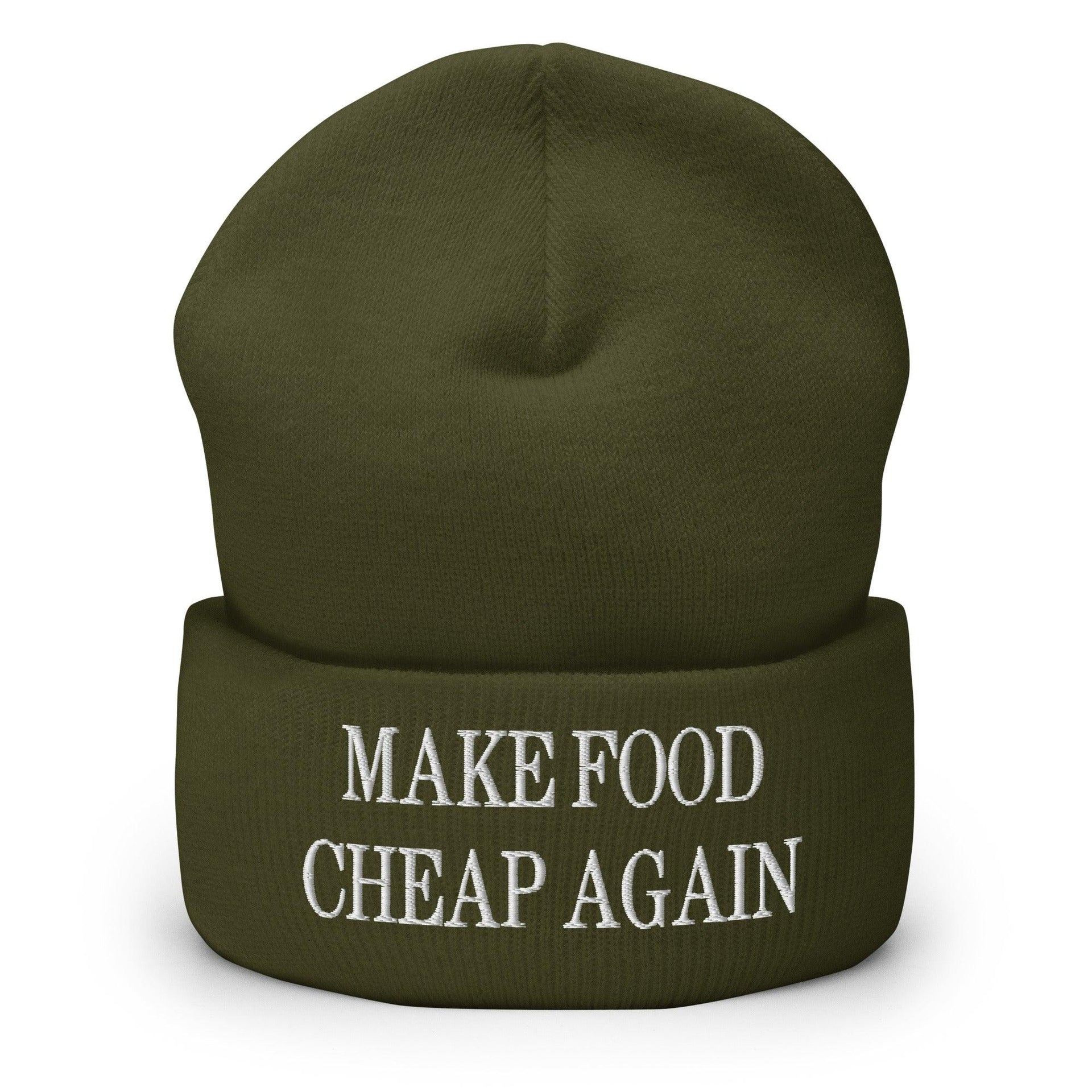 Make Food It Again Embroidered Knit Cuffed Beanie Olive Beanies Capital Crowns Make Again