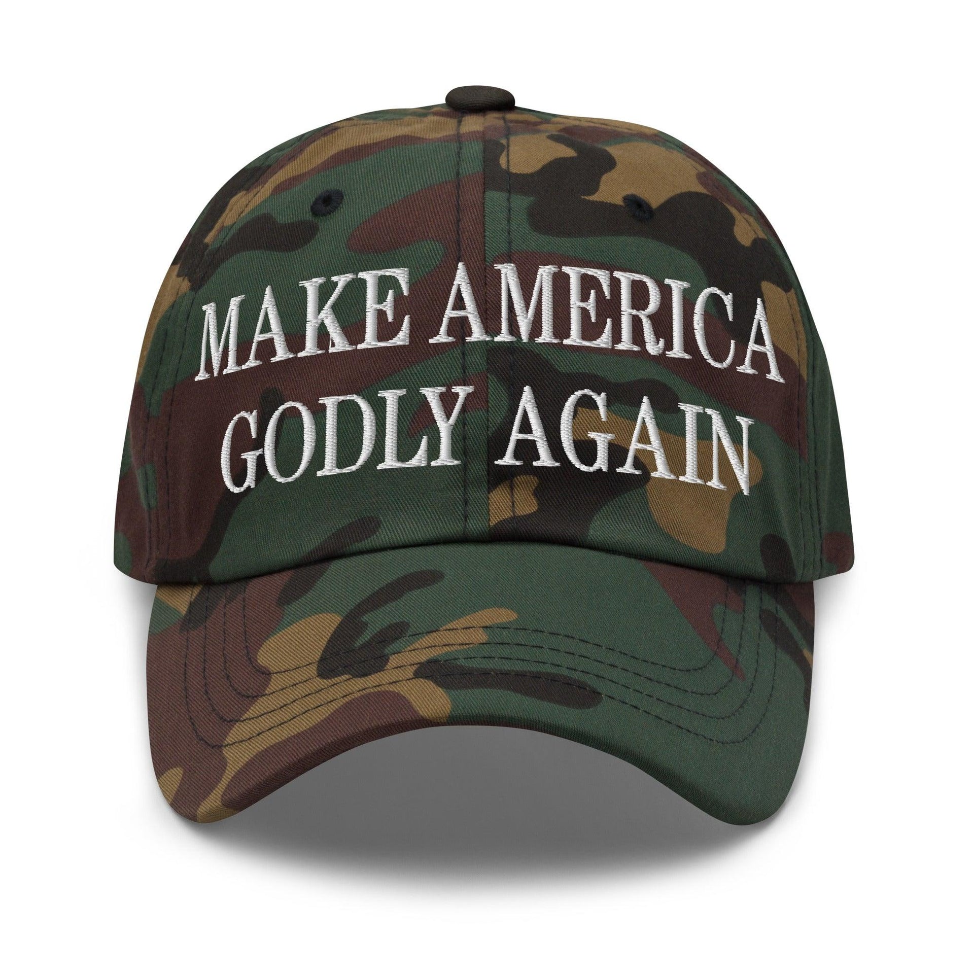 Make Us Godly Again Embroidered Dad Hat Green Camo Capital Crowns Dad Hats Make Again