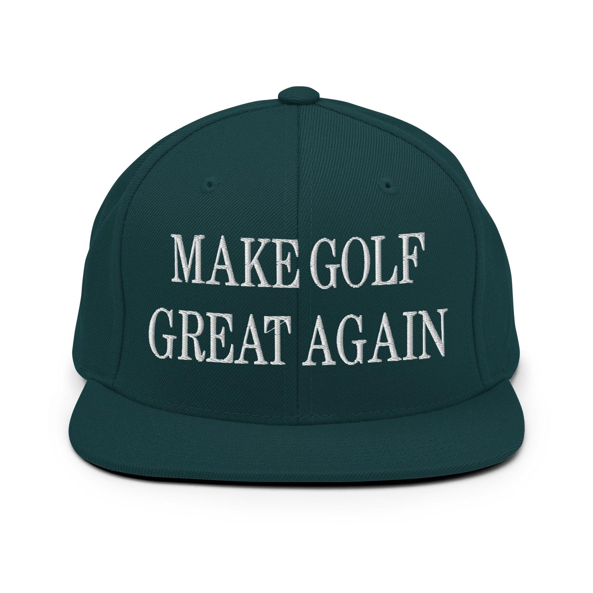 Make Golf Great Again Embroidered Flat Bill Brim Snapback Hat Spruce Capital Crowns LADs Make Again