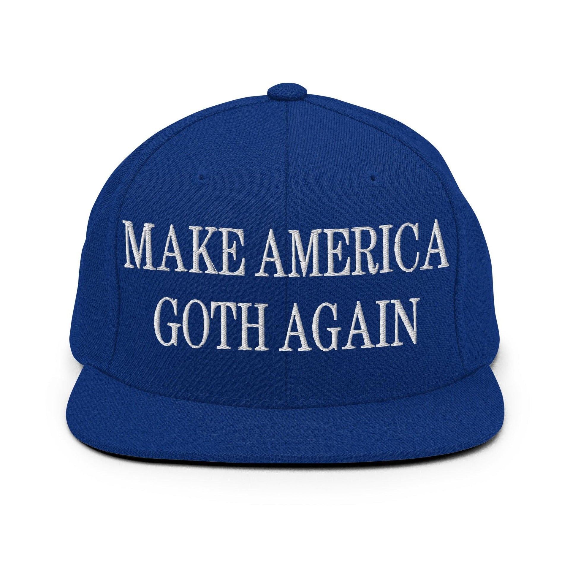 Make Us Goth Again Embroidered Flat Bill Brim Snapback Hat Royal Blue Capital Crowns Make Again