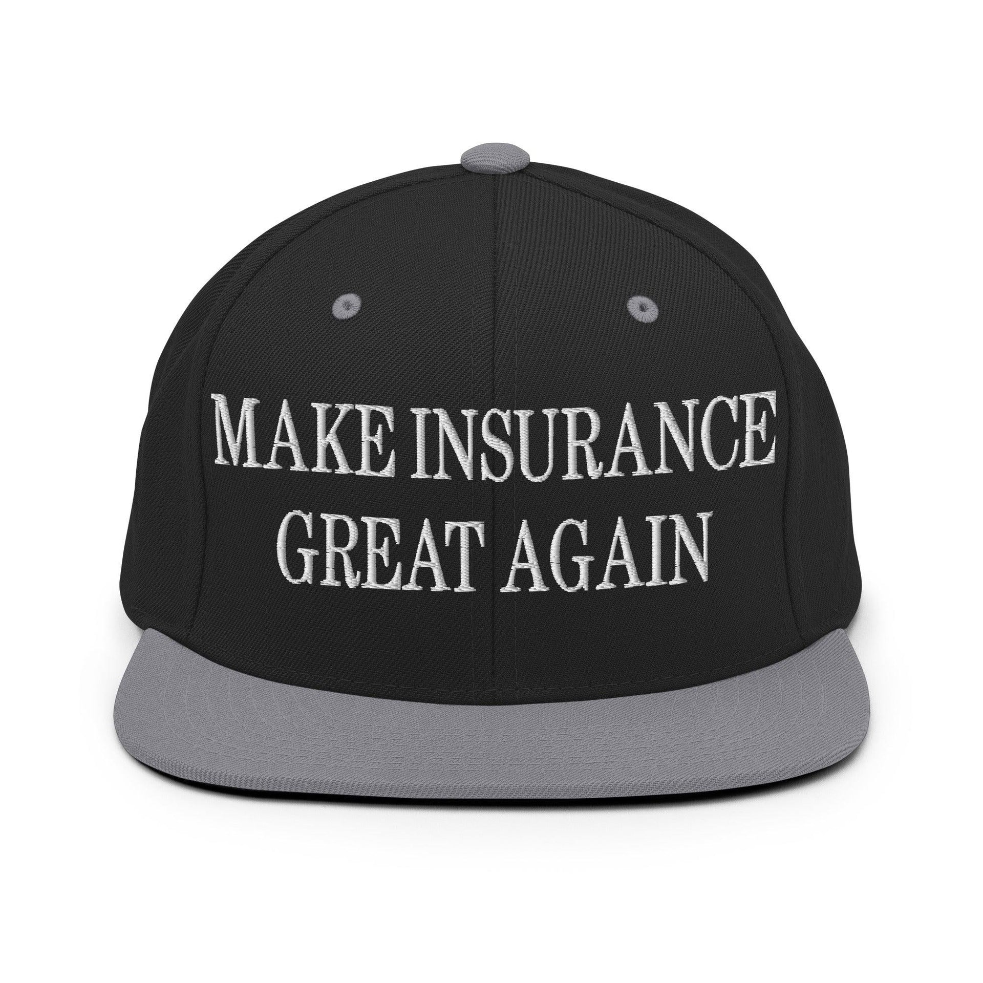Make It Great Again Embroidered Flat Bill Brim Snapback Hat Black Silver Capital Crowns LADs Make Again Snapback Hats