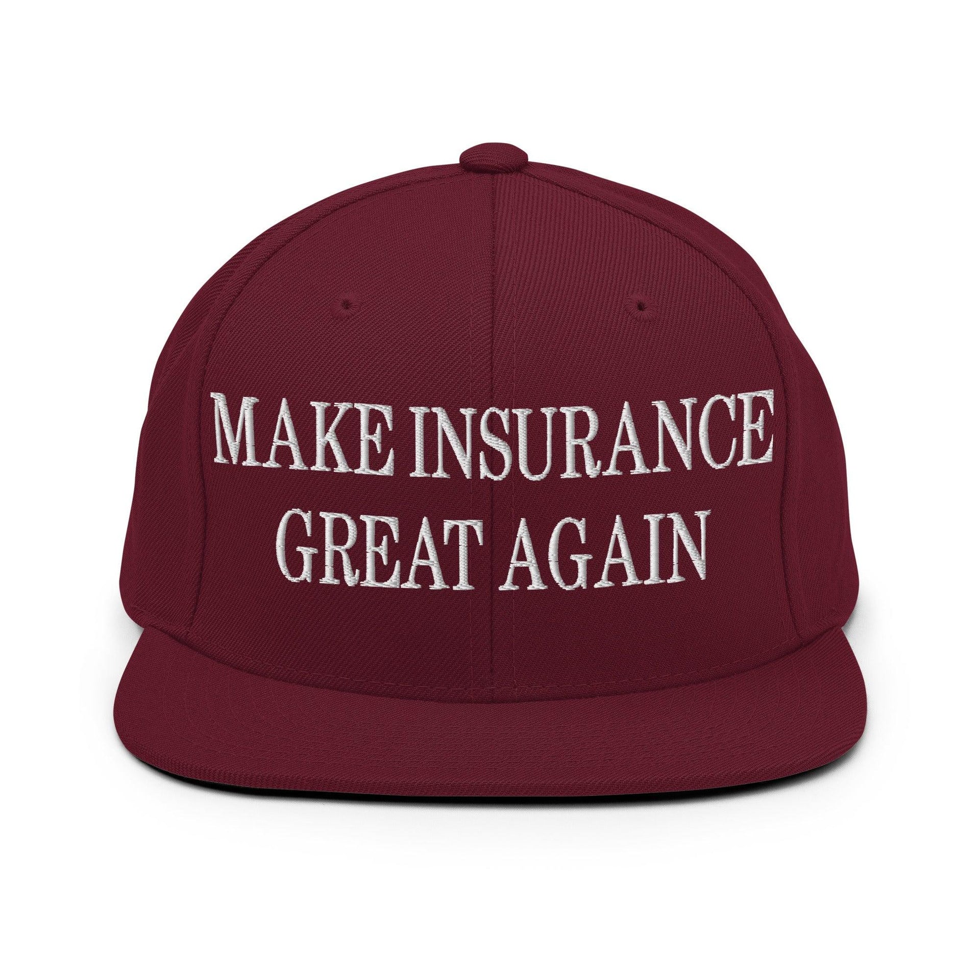 Make It Great Again Embroidered Flat Bill Brim Snapback Hat Maroon Capital Crowns LADs Make Again Snapback Hats