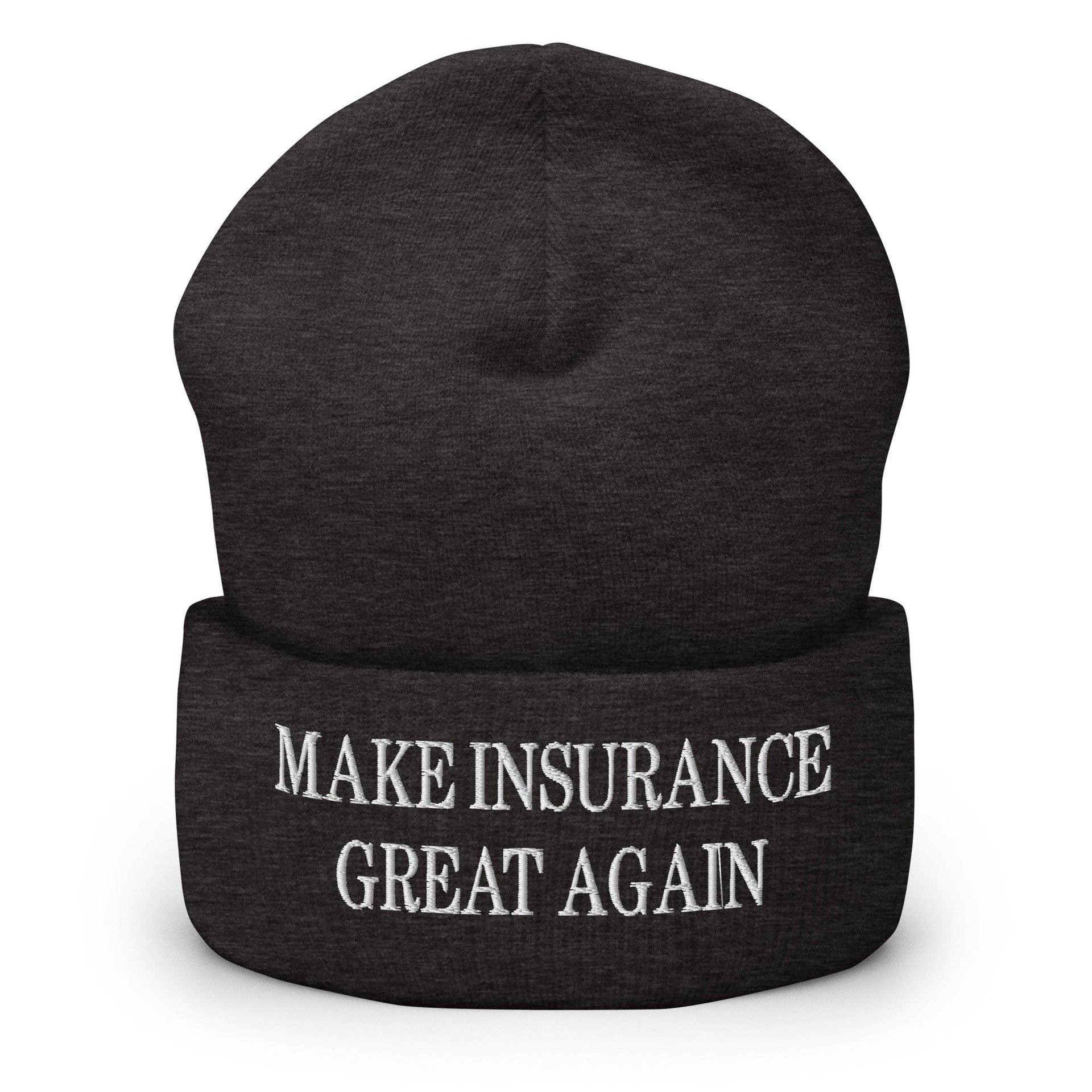 Make It Great Again Embroidered Knit Cuffed Beanie Dark Grey Beanies Capital Crowns Make Again