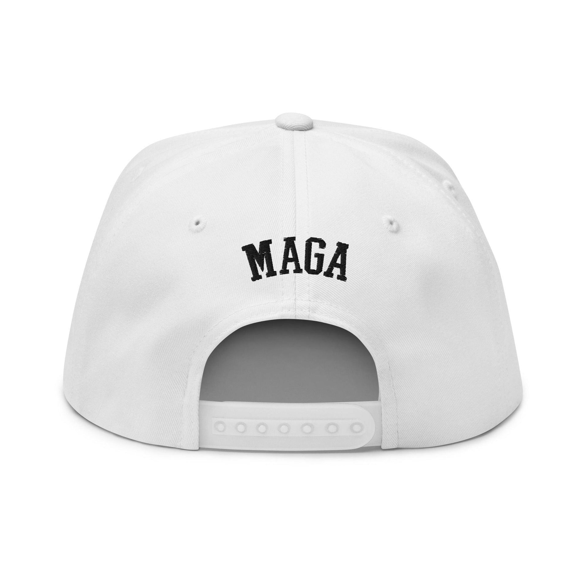 Make Us Great Again MAGA Skull Halloween Flat Bill Brim 5 Panel Snapback Hat Capital Crowns Conservative Halloween LADs Make Again Snapback Hats Trump Halloween White