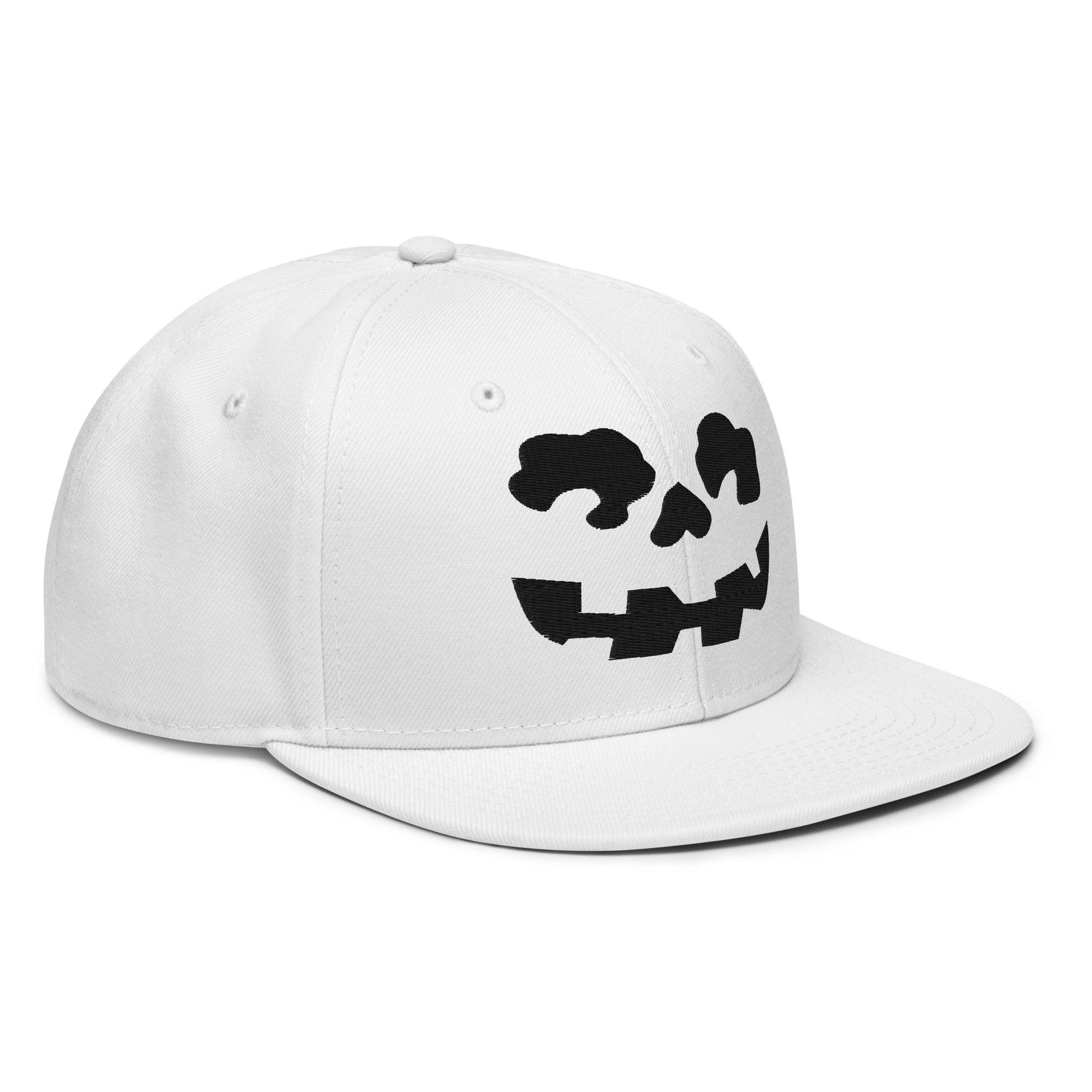 Make Us Great Again MAGA Skull Halloween Flat Bill Brim High Crown Snapback Hat Capital Crowns Conservative Halloween LADs Make Again Snapback Hats Trump Halloween White