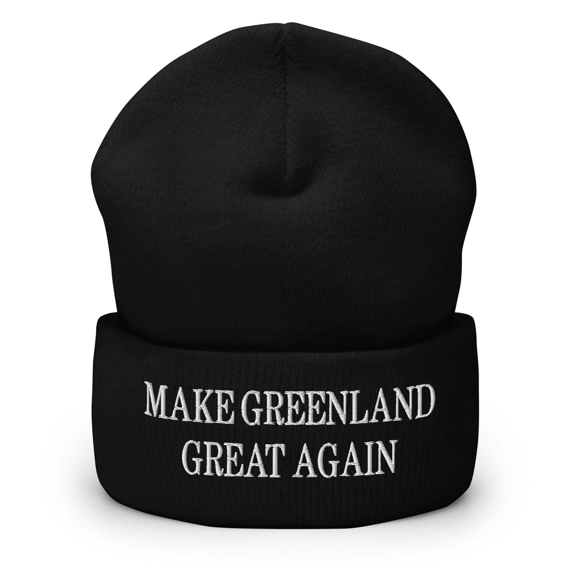 Make Greenland Great Again Embroidered Knit Cuffed Beanie Black Beanies Capital Crowns Conservative LADs Make Again