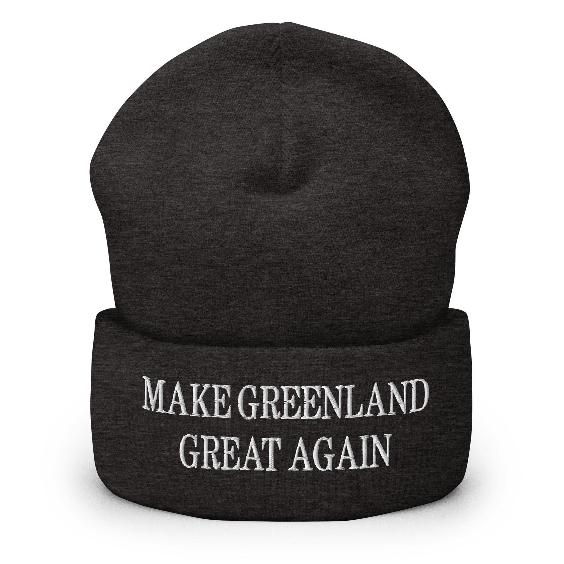 Make Greenland Great Again Embroidered Knit Cuffed Beanie Dark Grey Beanies Capital Crowns Conservative LADs Make Again
