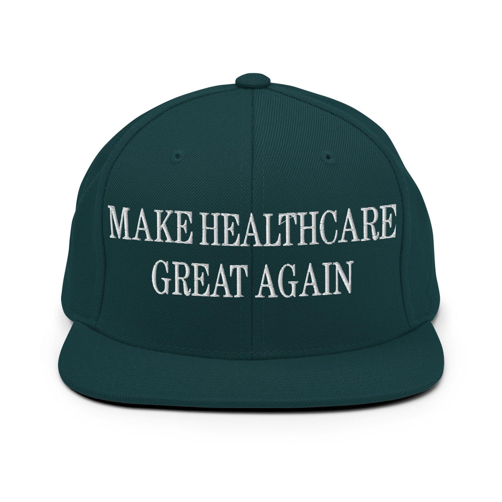 Make Healthcare Great Again Embroidered Flat Bill Brim Snapback Hat Spruce Capital Crowns LADs Make Again Snapback Hats