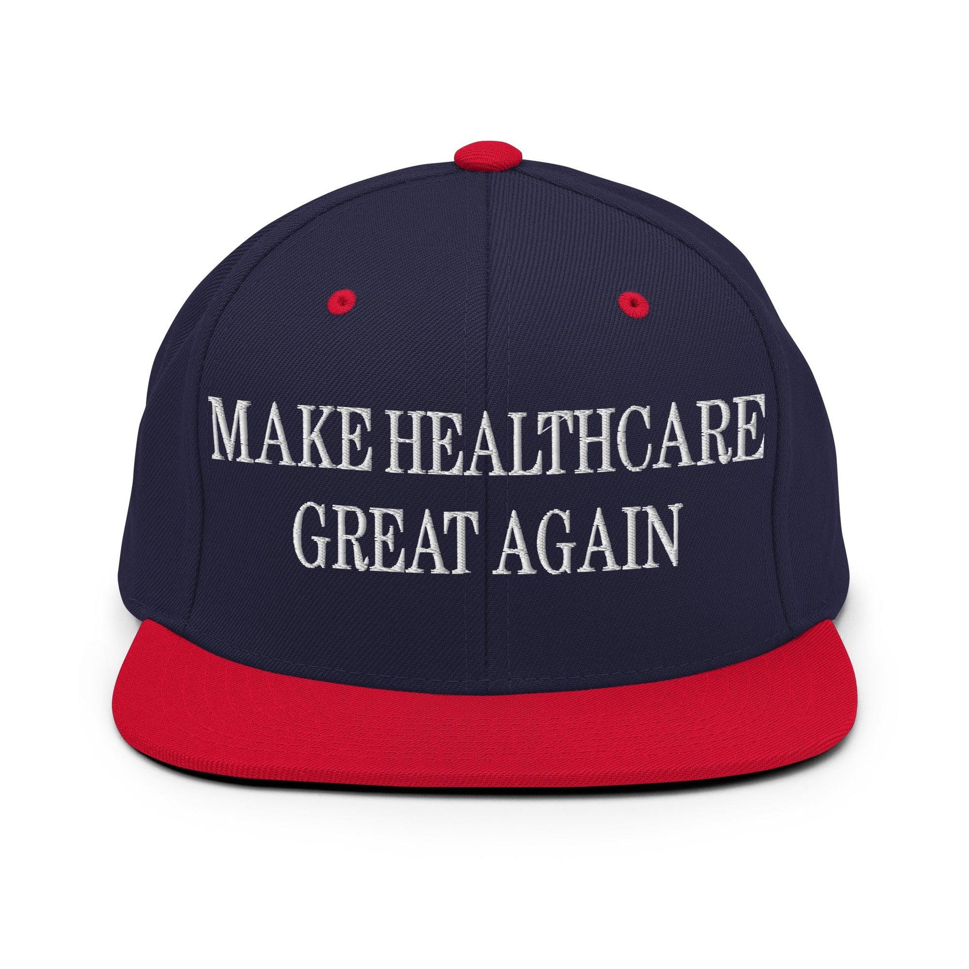 Make Healthcare Great Again Embroidered Flat Bill Brim Snapback Hat Navy Red Capital Crowns LADs Make Again Snapback Hats