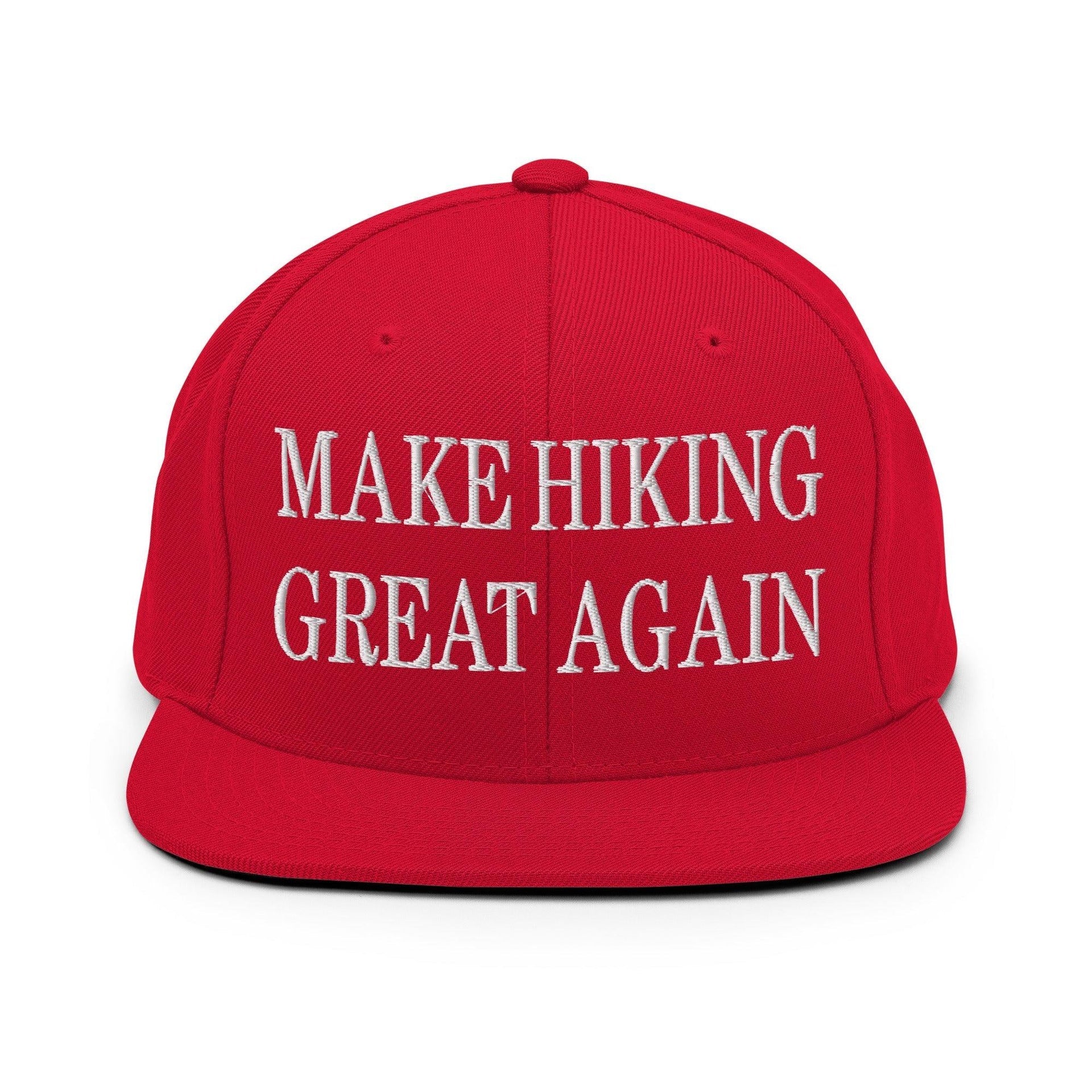 Make Hiking Great Again Embroidered Flat Bill Brim Snapback Hat Red Capital Crowns LADs Make Again